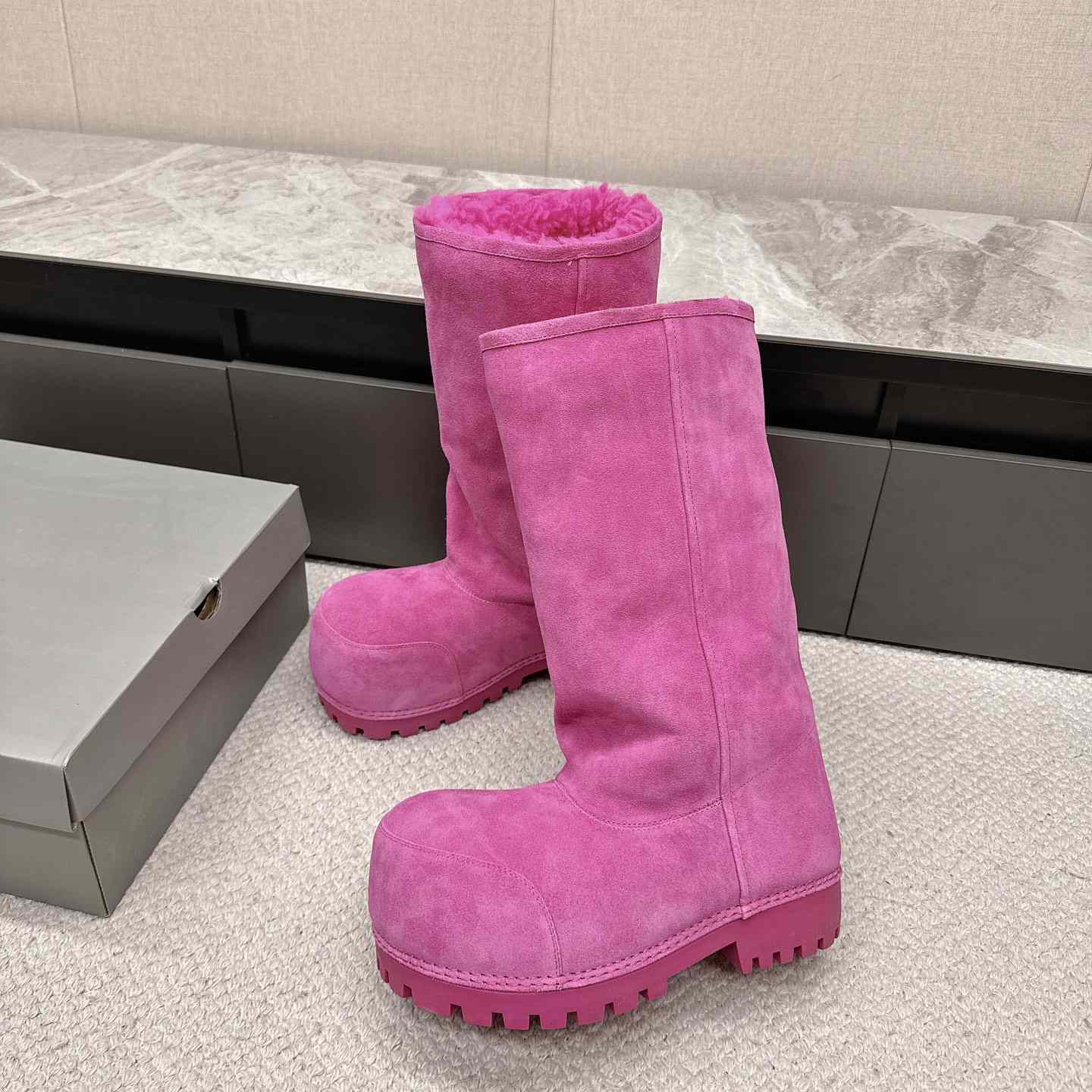 Balenciaga Alaska Fur High Boots - DesignerGu