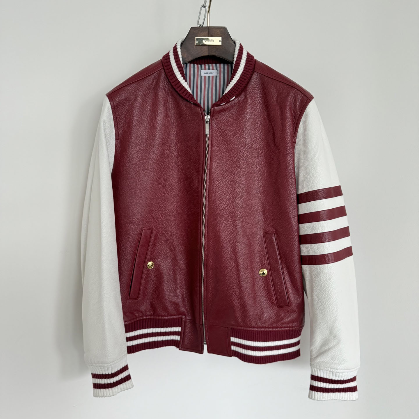 Thom Browne 4-bar Leather Bomber Jacket - DesignerGu