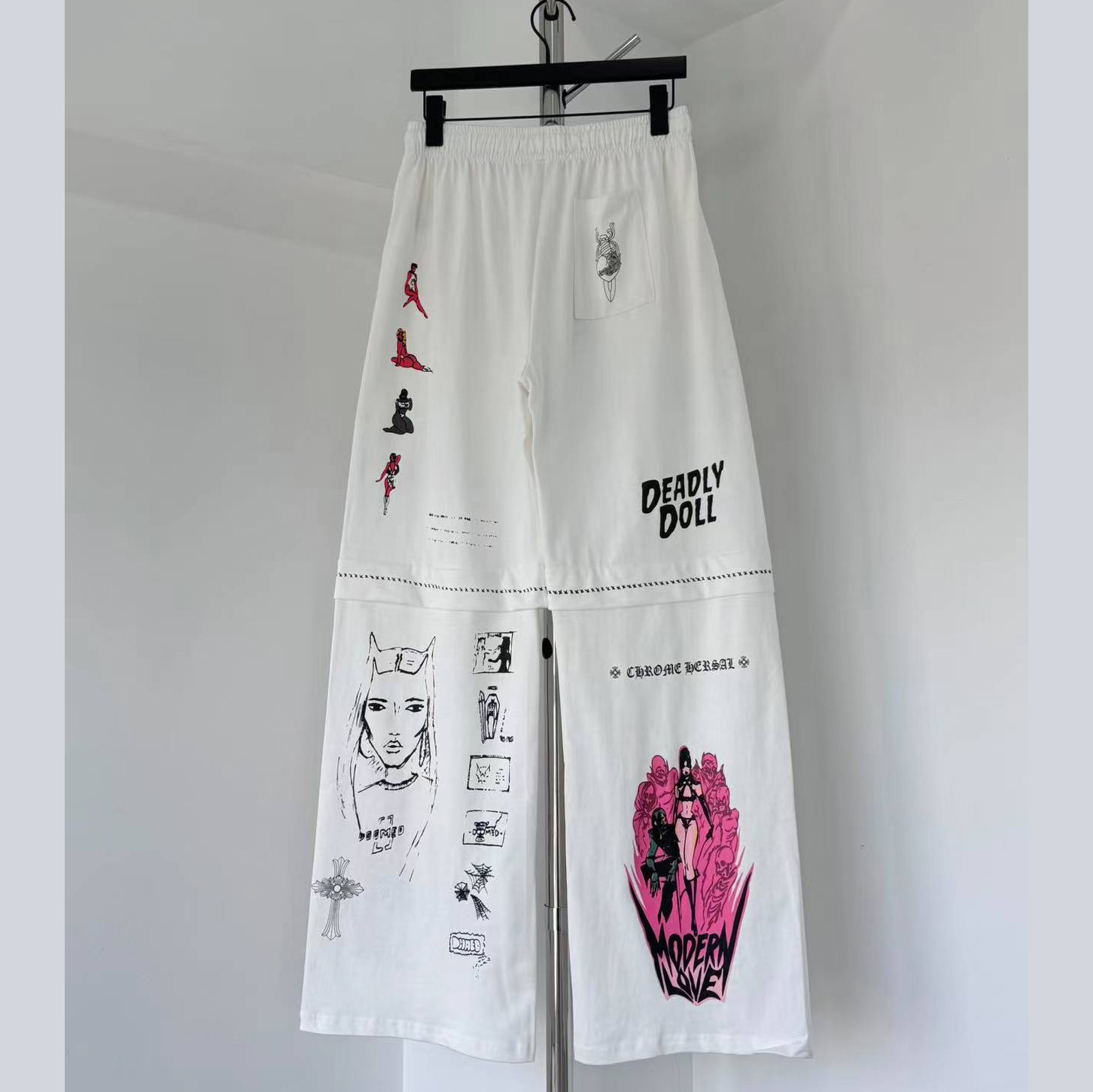 Chrome Hearts - x Deadly Doll White Comic Print Pants - DesignerGu