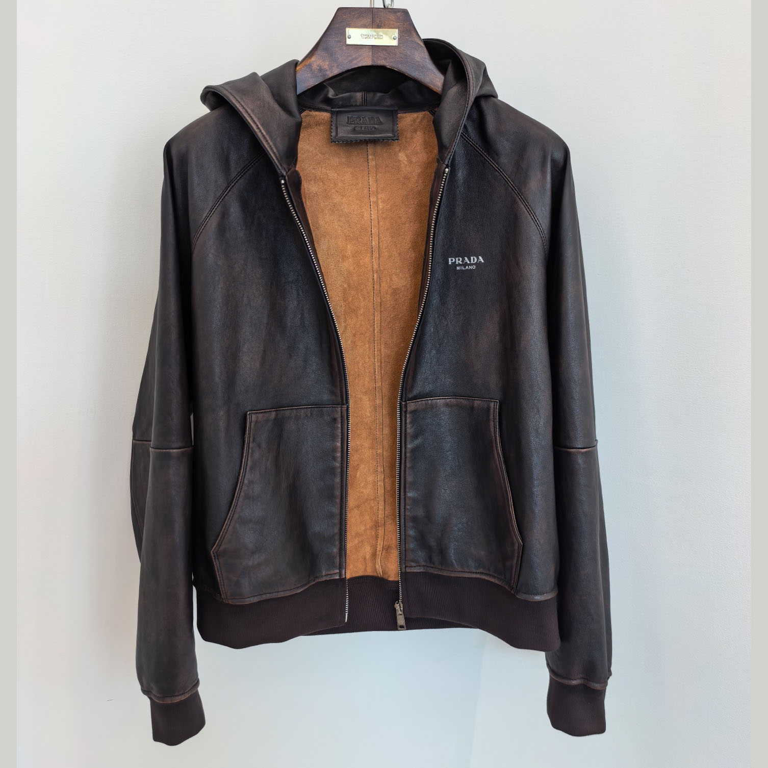 Prada Nappa Leather Hoodie Jacket - DesignerGu