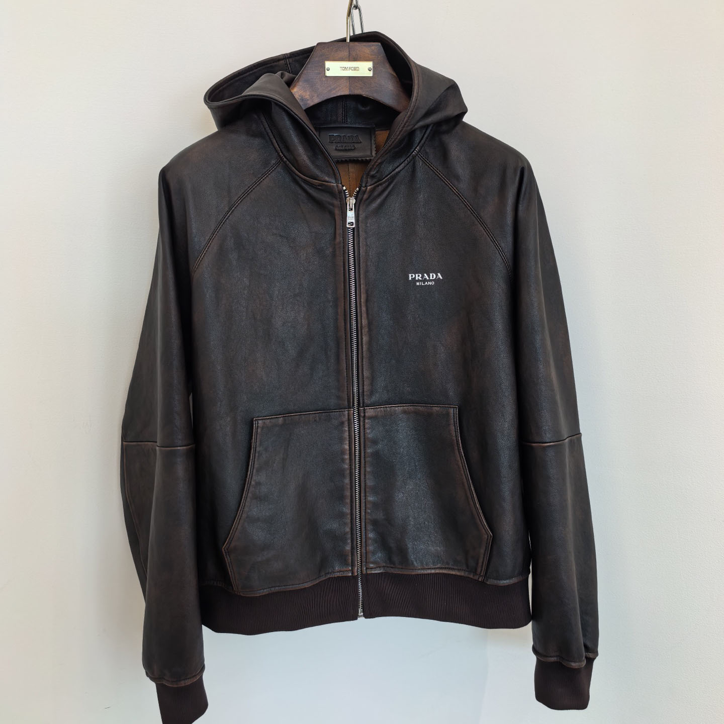 Prada Nappa Leather Hoodie Jacket - DesignerGu