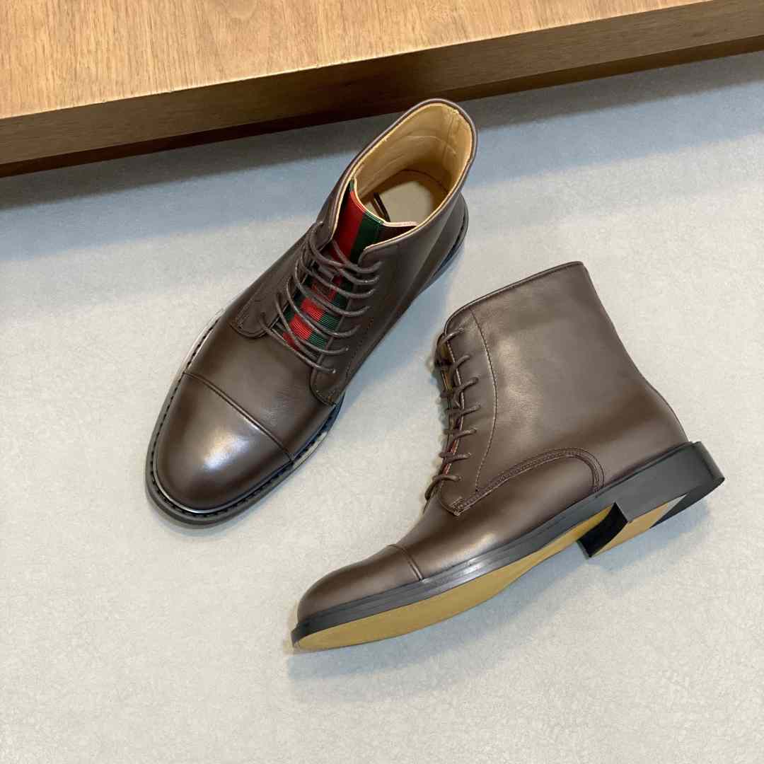 Gucci Men's Leather Lace-Up Boots - DesignerGu