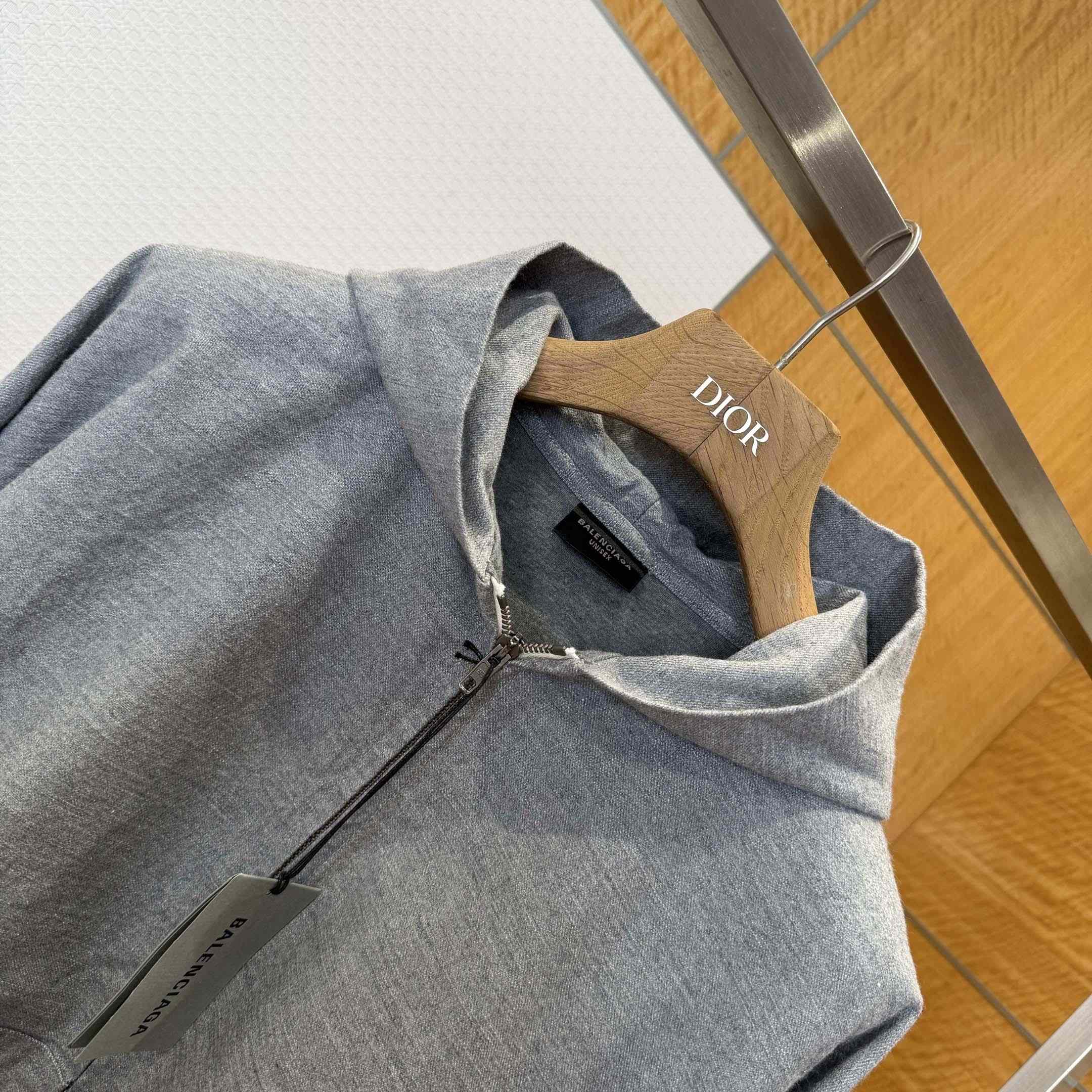 Balenciaga Men's Trompe L'œil Hoodie in Heather Grey - DesignerGu