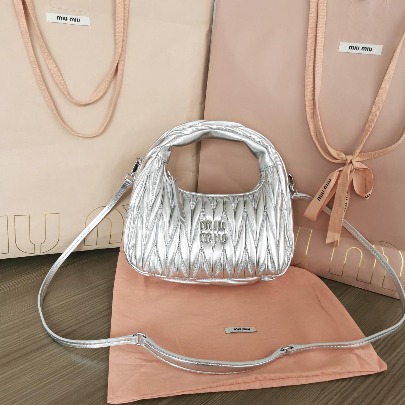 Miu Miu Wander Matelassé Nappa Leather Hobo Bag  - DesignerGu