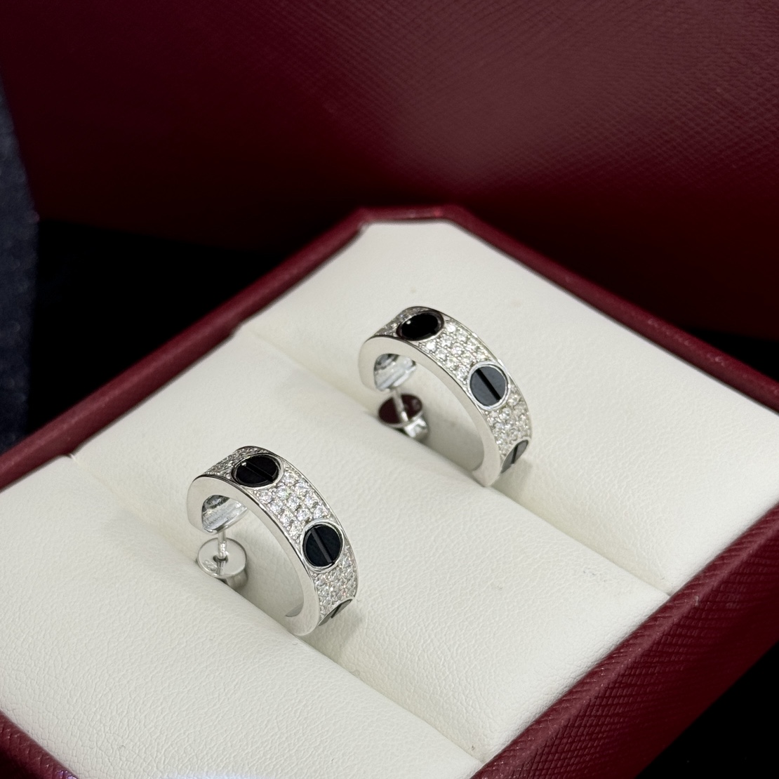 Cartier Love Diamond Ceramic Earrings - DesignerGu