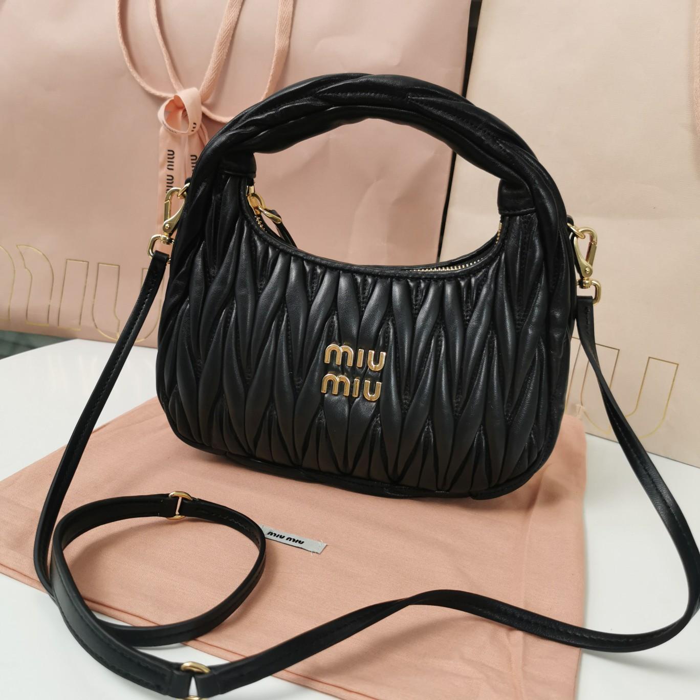 Miu Miu Wander Matelassé Nappa Leather Hobo Bag  - DesignerGu