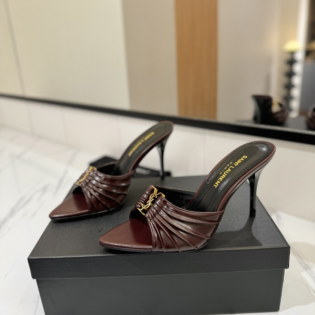 Saint Laurent Babylone Mules In Smooth Leather  - DesignerGu