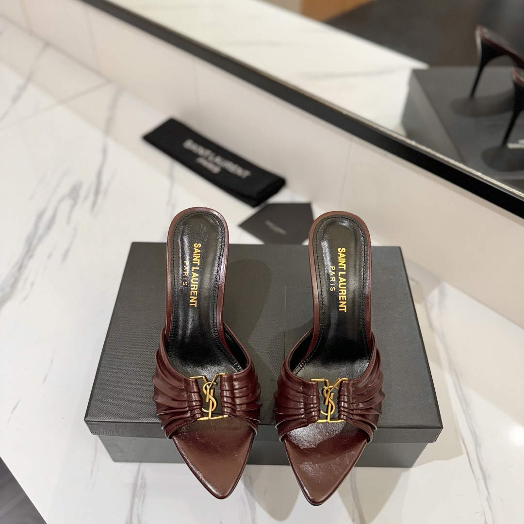 Saint Laurent Babylone Mules In Smooth Leather  - DesignerGu