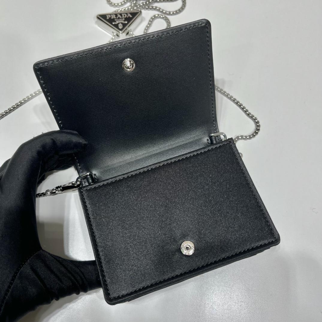 Prada Cardholder With Shoulder Strap And Crystals - DesignerGu