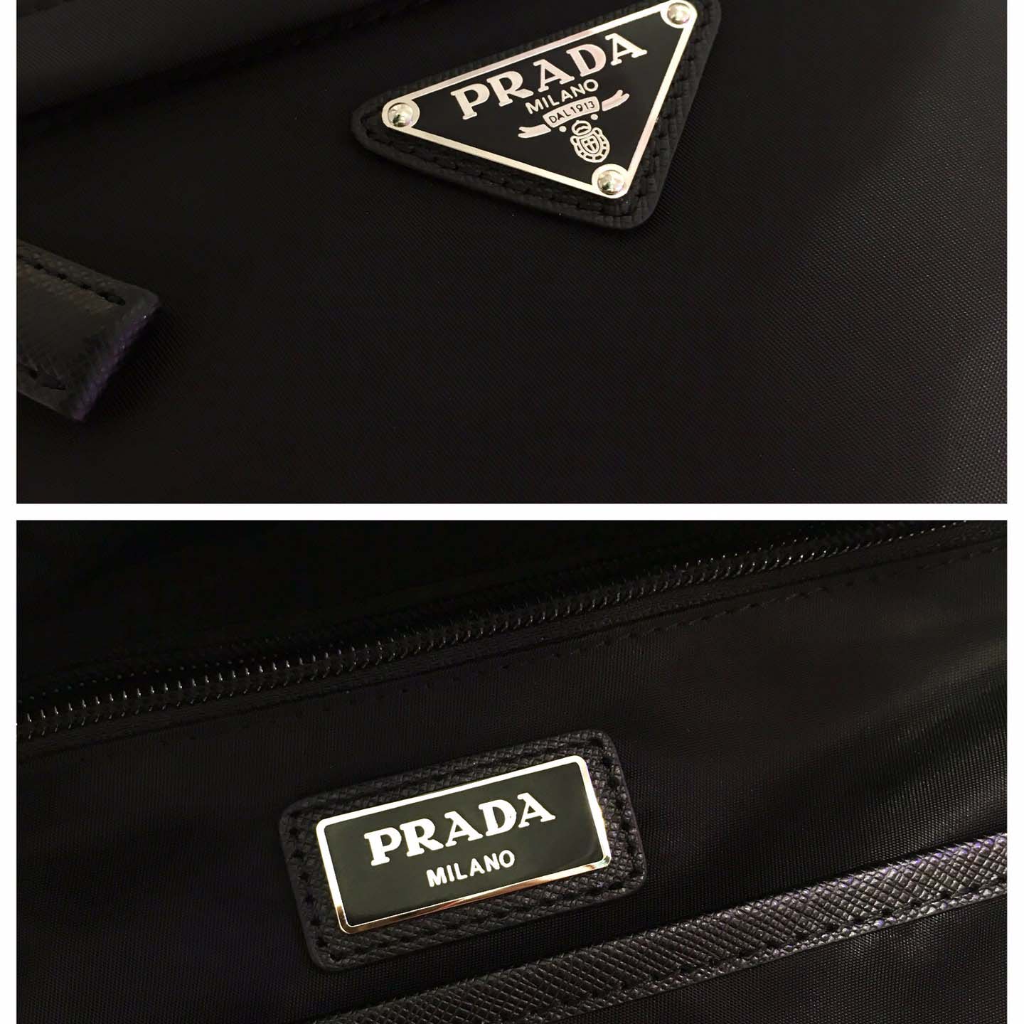 Prada Black Nylon And Saffiano Backpack   29*40*17cm - DesignerGu