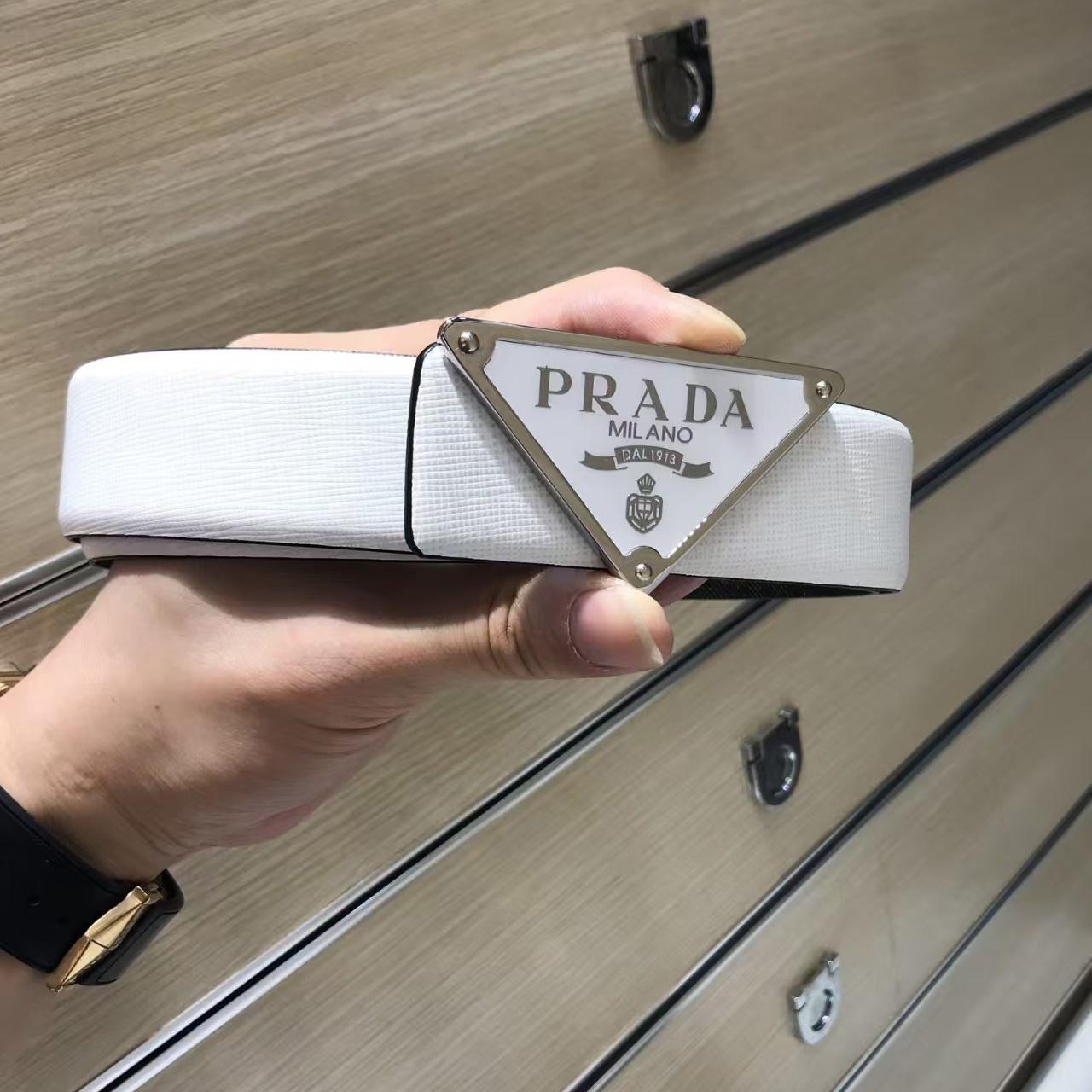 Prada Reversible Saffiano Leather Belt Strap - DesignerGu