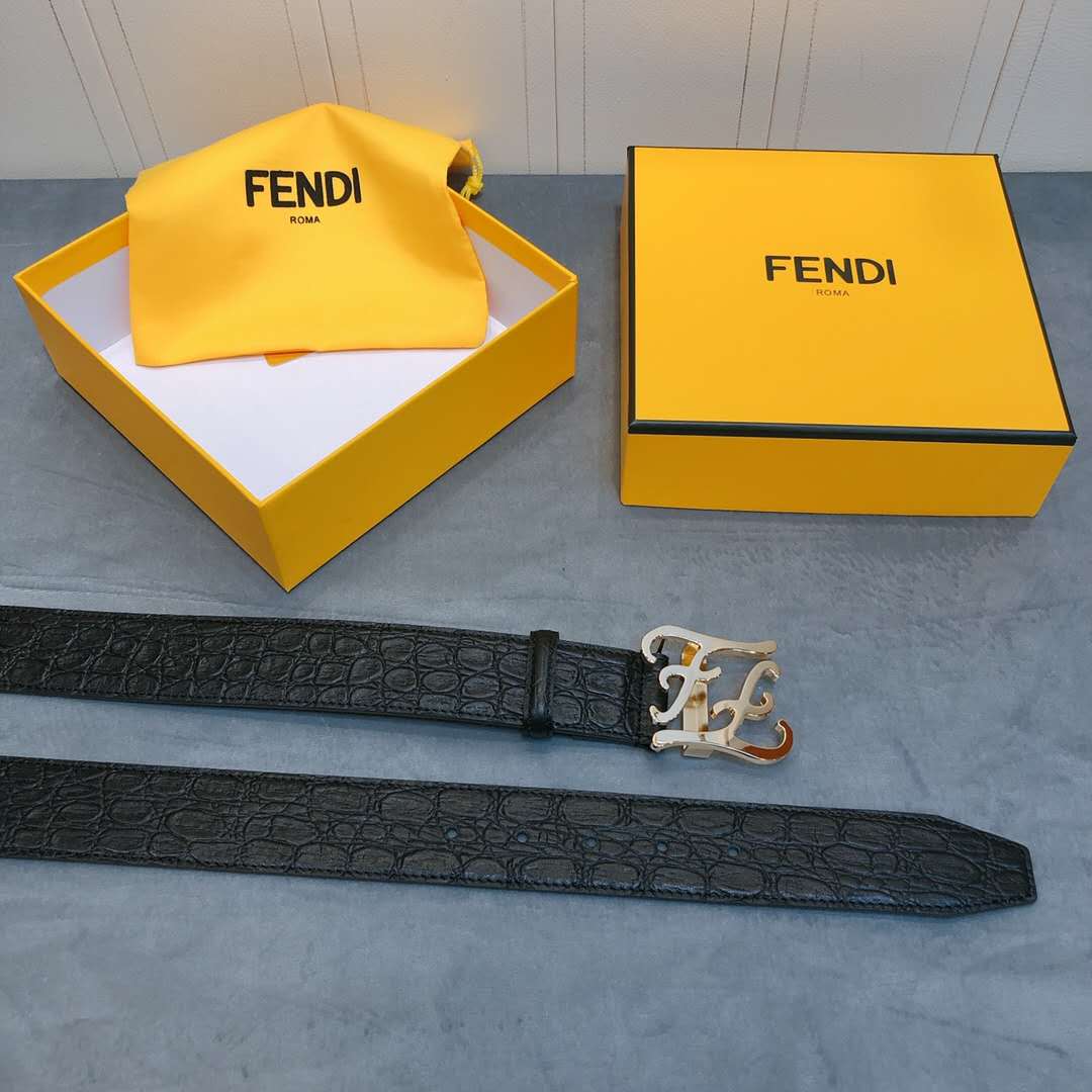 Fendi Leather Belt With FF Buckle - 