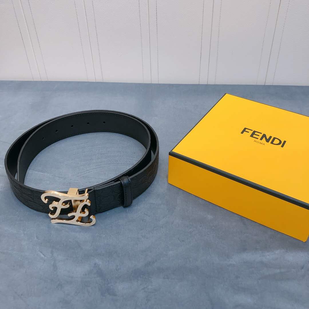 Fendi Leather Belt With FF Buckle - 