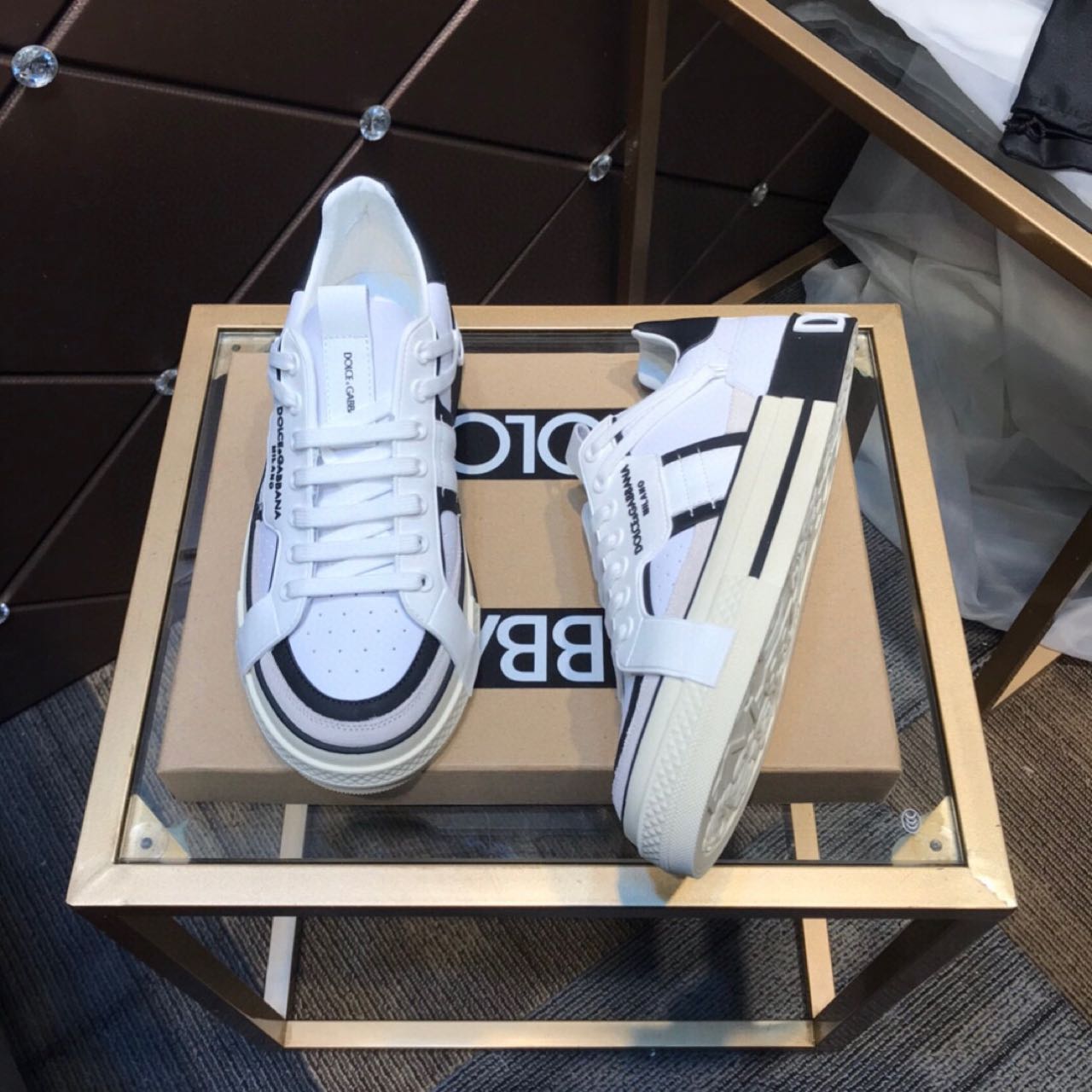 Dolce & Gabbana Calfskin 2Zero custom Sneakers In White/Black - 