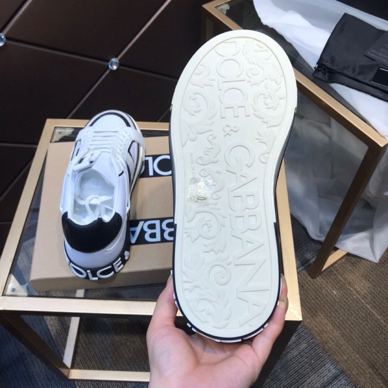 Dolce & Gabbana Calfskin 2Zero custom Sneakers In White/Black - 