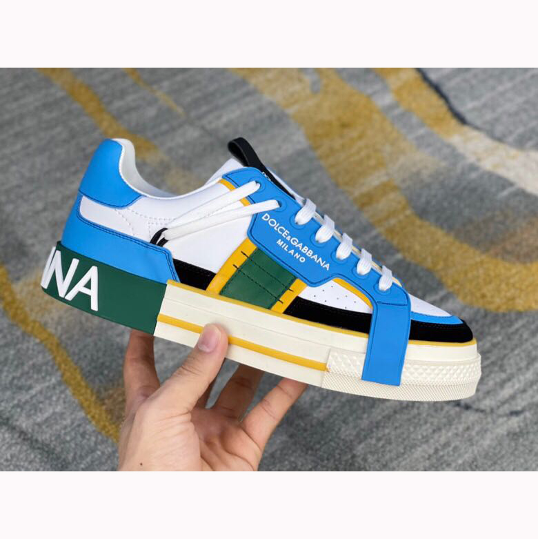 Dolce & Gabbana Calfskin 2Zero Custom Sneakers In Blue - 