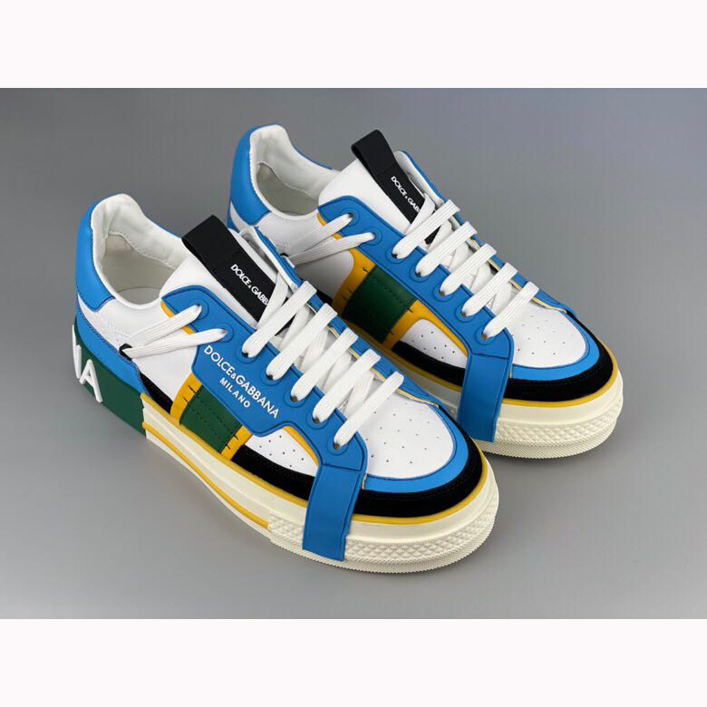 Dolce & Gabbana Calfskin 2Zero Custom Sneakers In Blue - 