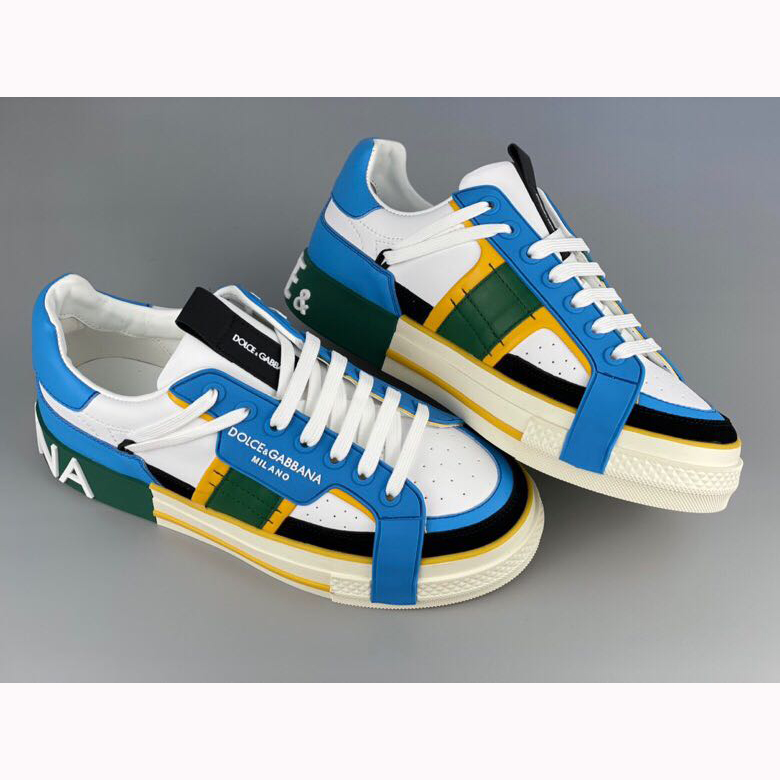 Dolce & Gabbana Calfskin 2Zero Custom Sneakers In Blue - 