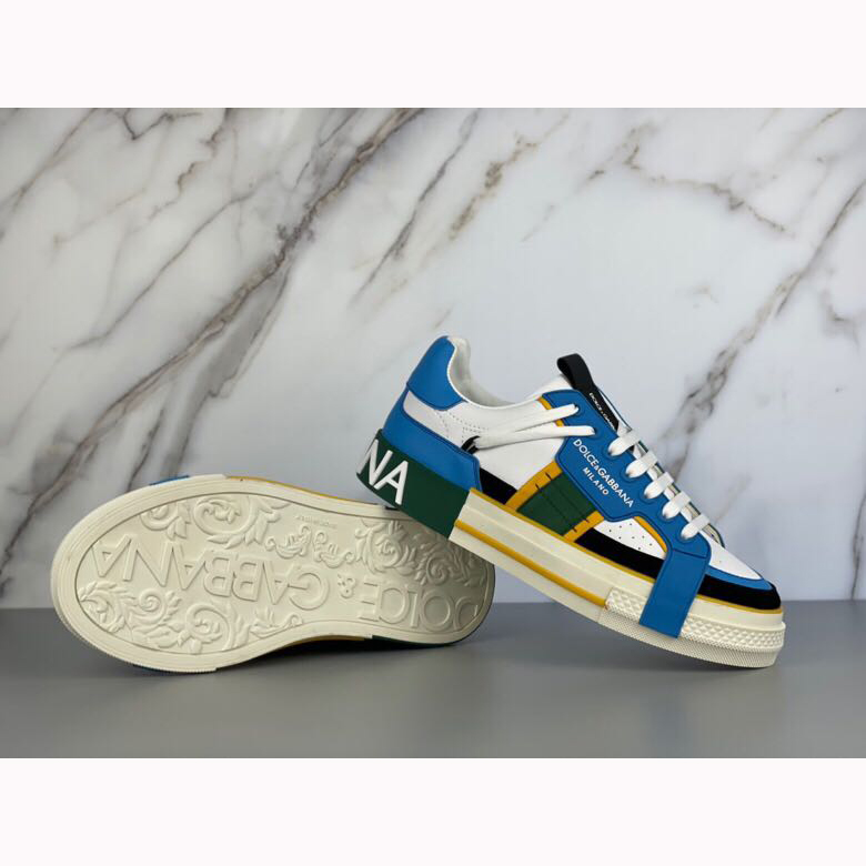 Dolce & Gabbana Calfskin 2Zero Custom Sneakers In Blue - 