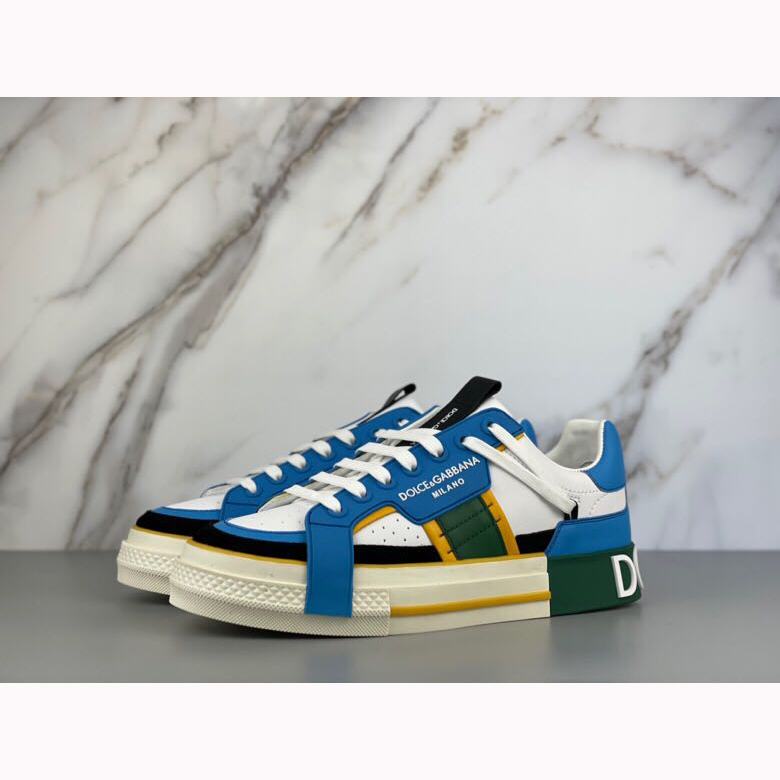 Dolce & Gabbana Calfskin 2Zero Custom Sneakers In Blue - 