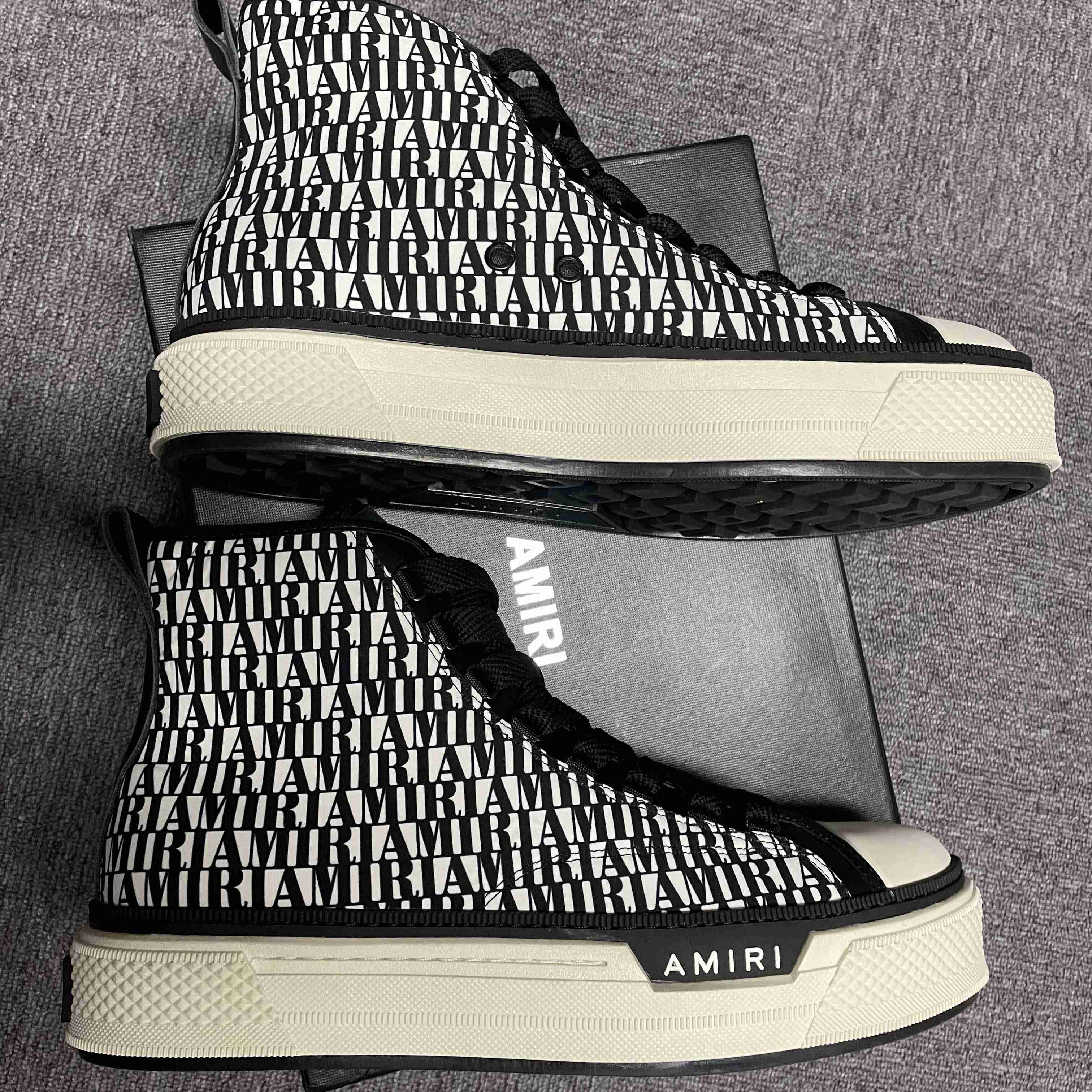 Amiri Logo-Print Canvas High-Top Sneakers - DesignerGu