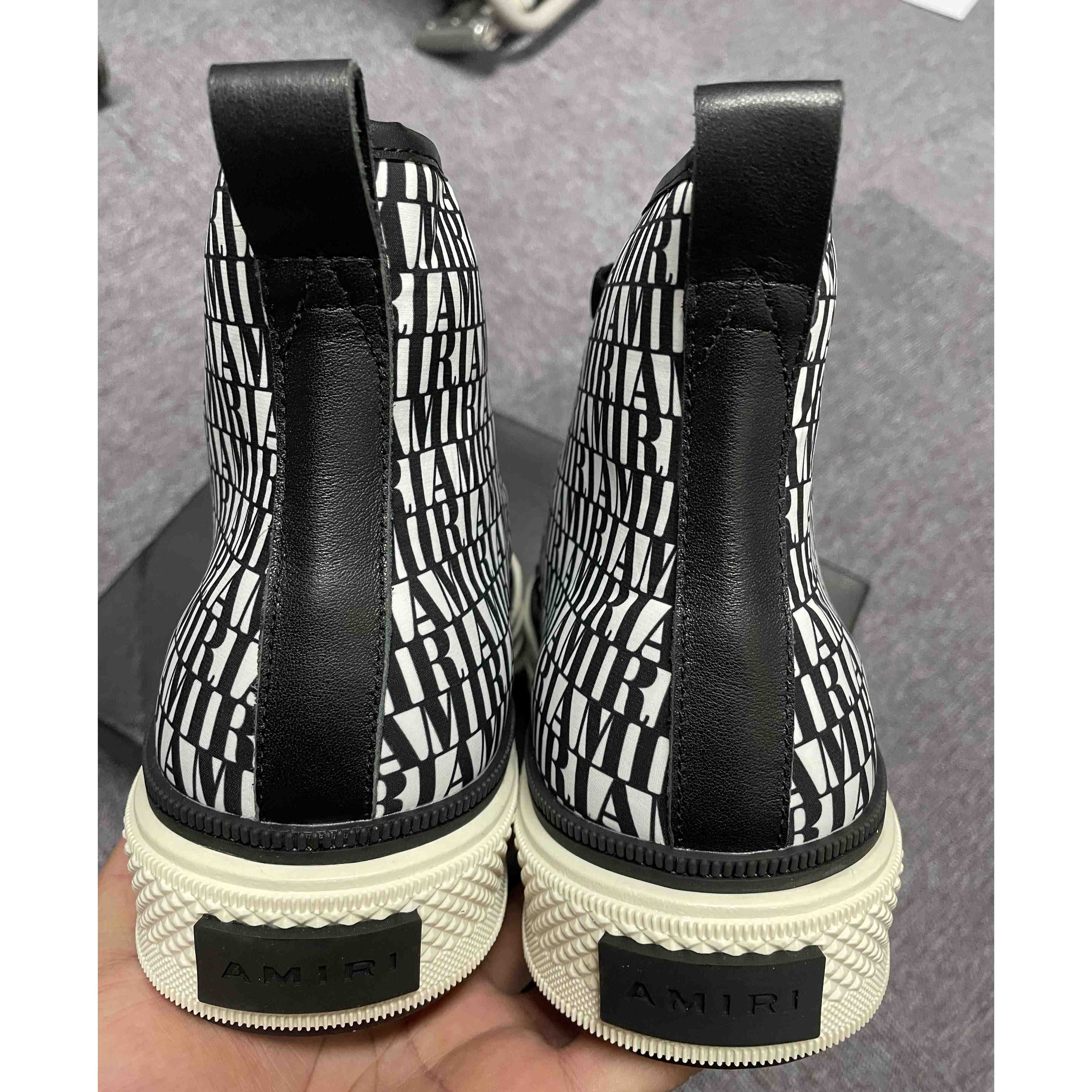 Amiri Logo-Print Canvas High-Top Sneakers - DesignerGu