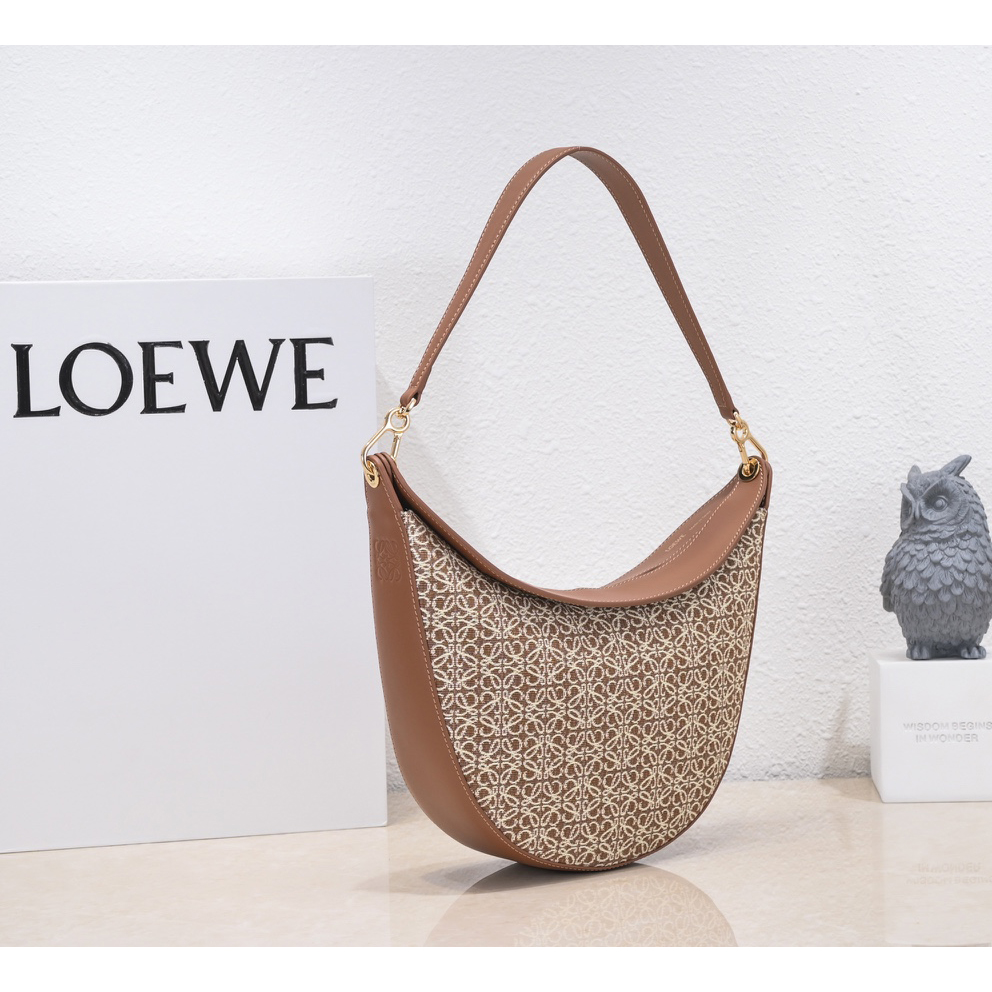 Loewe Luna Bag In Anagram Jacquard And Classic Calfskin(29.5-27-8cm) - 