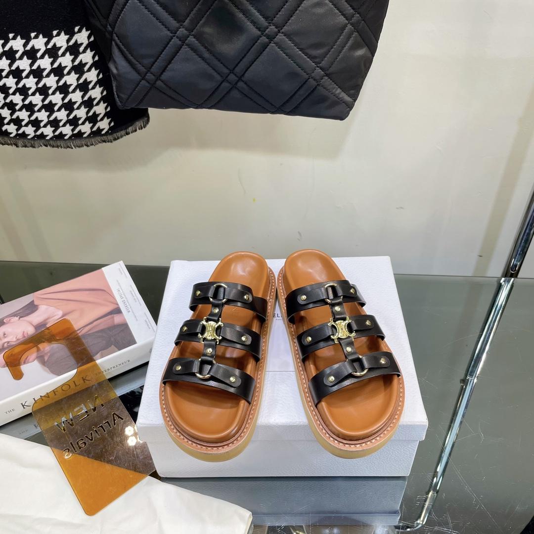 Celine Slides Tippi In Calfskin -  Vegetal Tanning - 