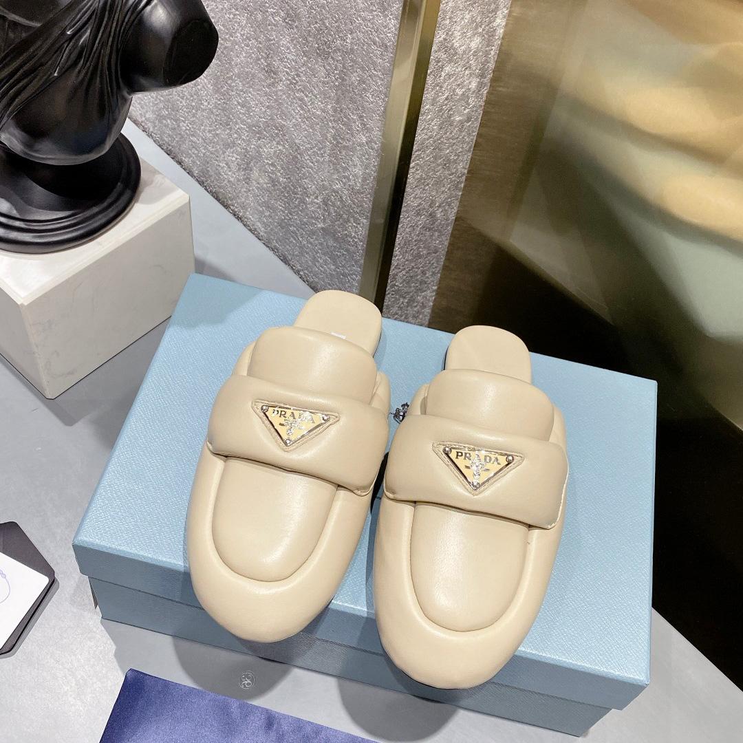 Prada Soft Padded Nappa Leather Sabots - 