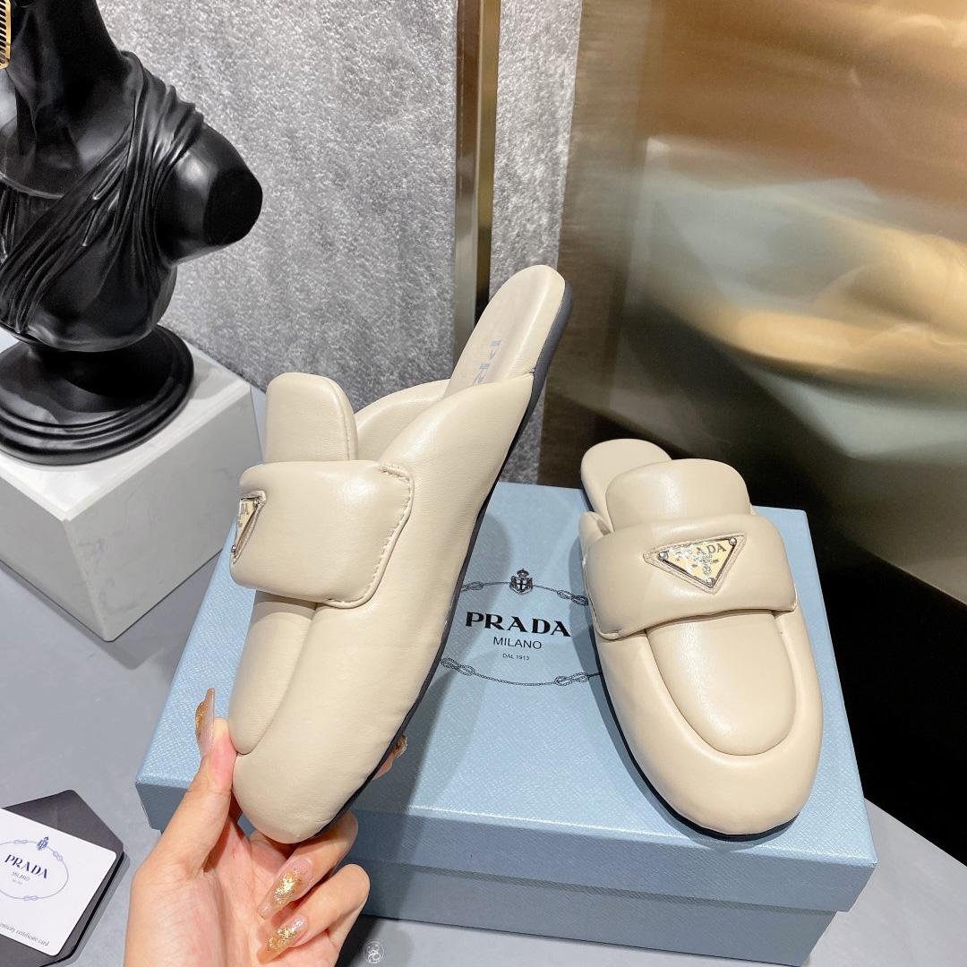 Prada Soft Padded Nappa Leather Sabots - 