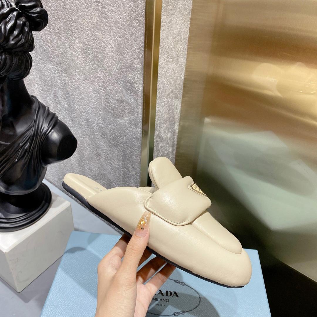 Prada Soft Padded Nappa Leather Sabots - 