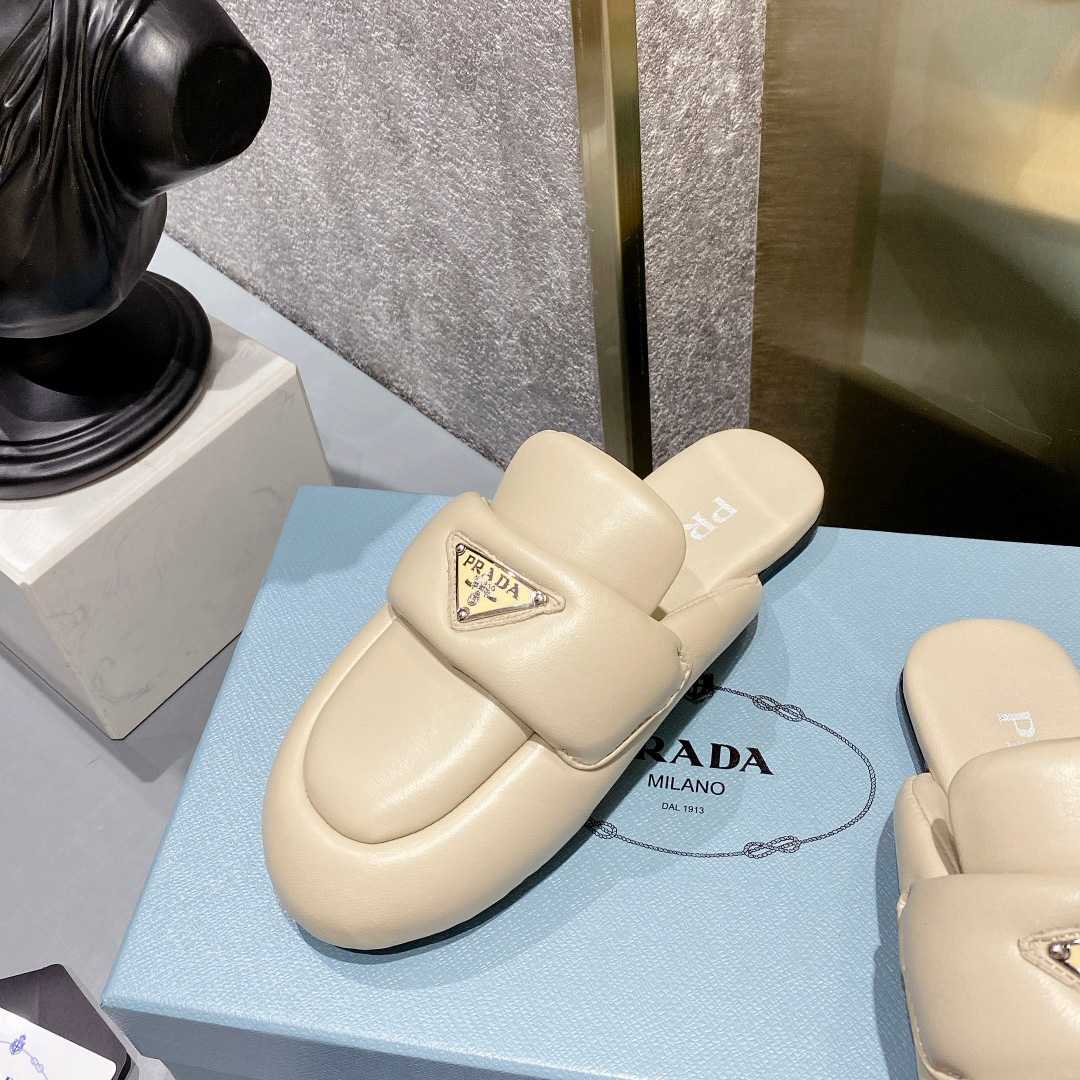 Prada Soft Padded Nappa Leather Sabots - 