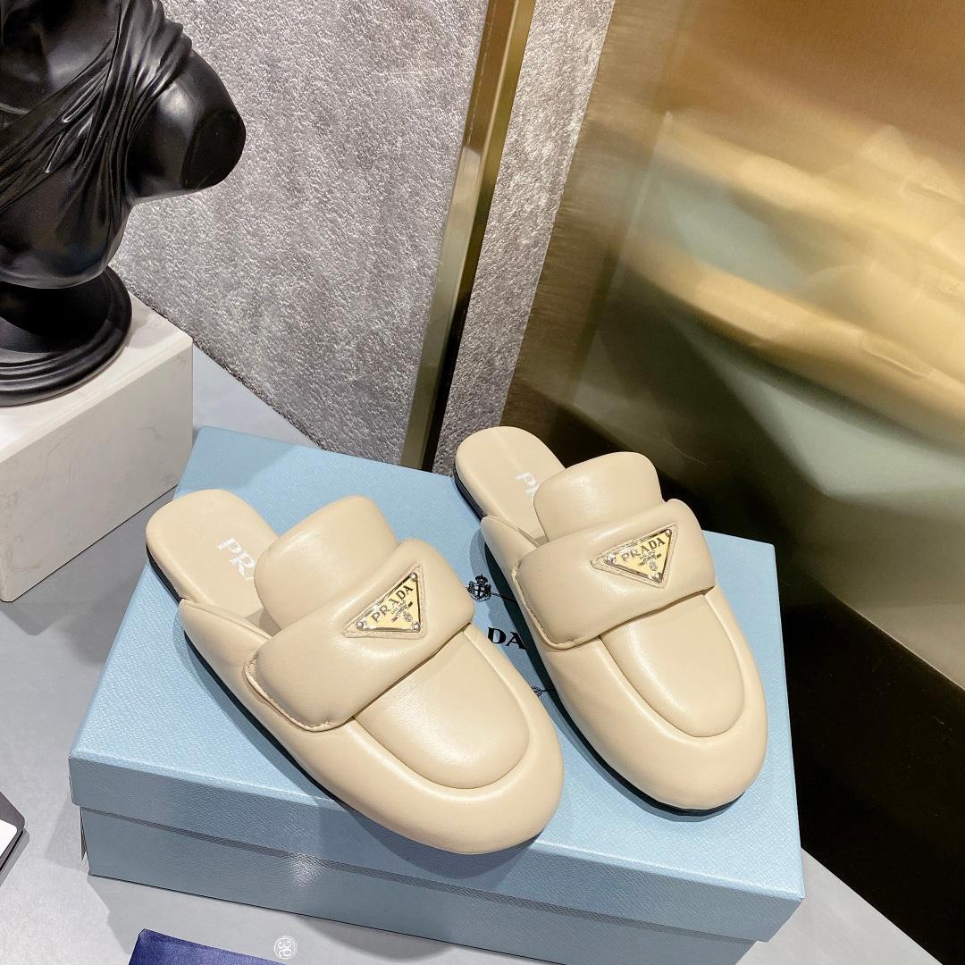 Prada Soft Padded Nappa Leather Sabots - 