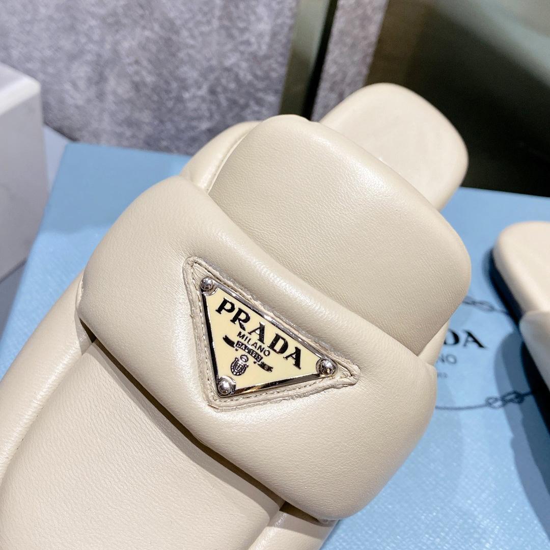 Prada Soft Padded Nappa Leather Sabots - 