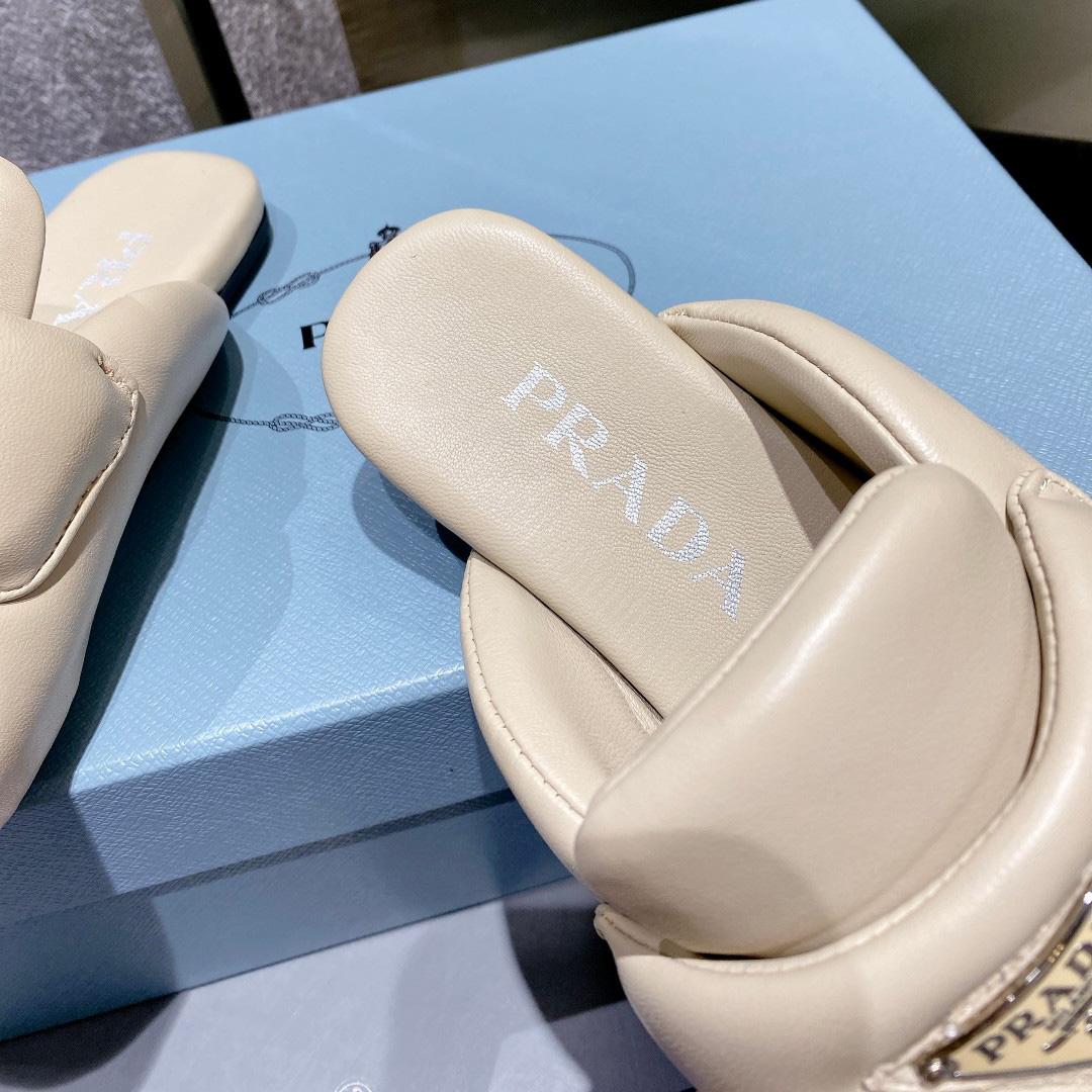 Prada Soft Padded Nappa Leather Sabots - 