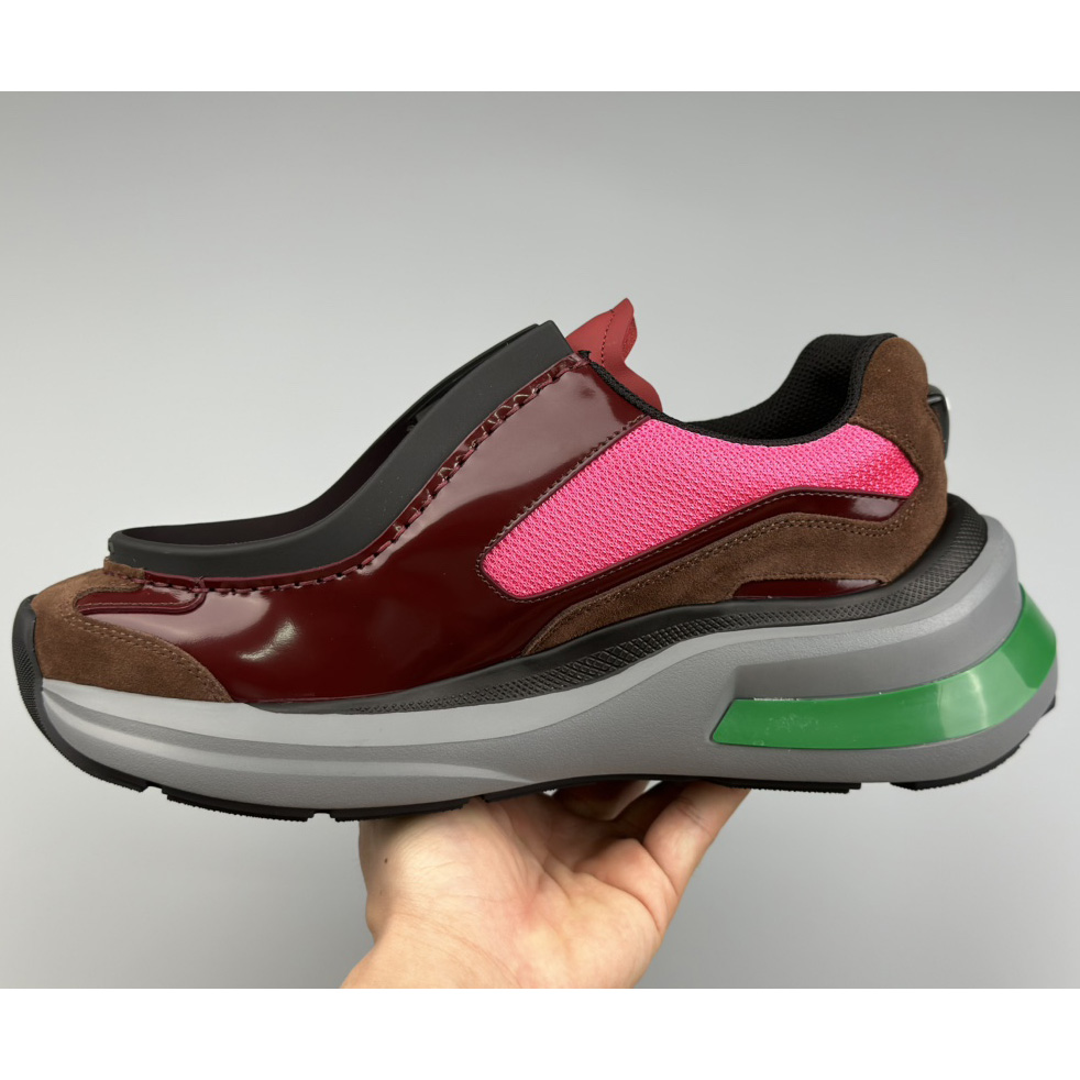 Prada Systeme Brushed Leather Sneakers With Bike Fabric And Suede  - 