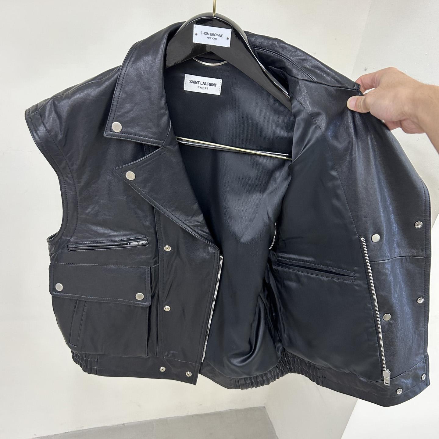 Saint Laurent Biker Jacket In Vintage Crinkled Lambskin - 