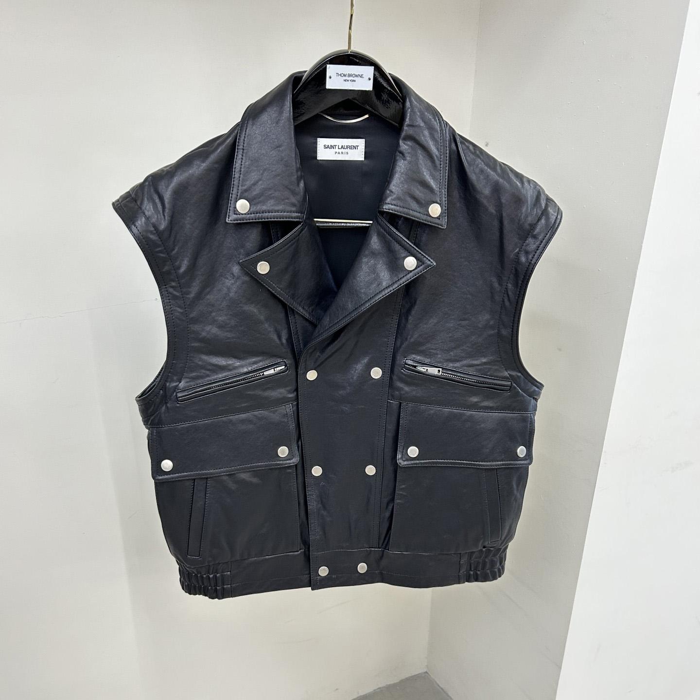 Saint Laurent Biker Jacket In Vintage Crinkled Lambskin - 