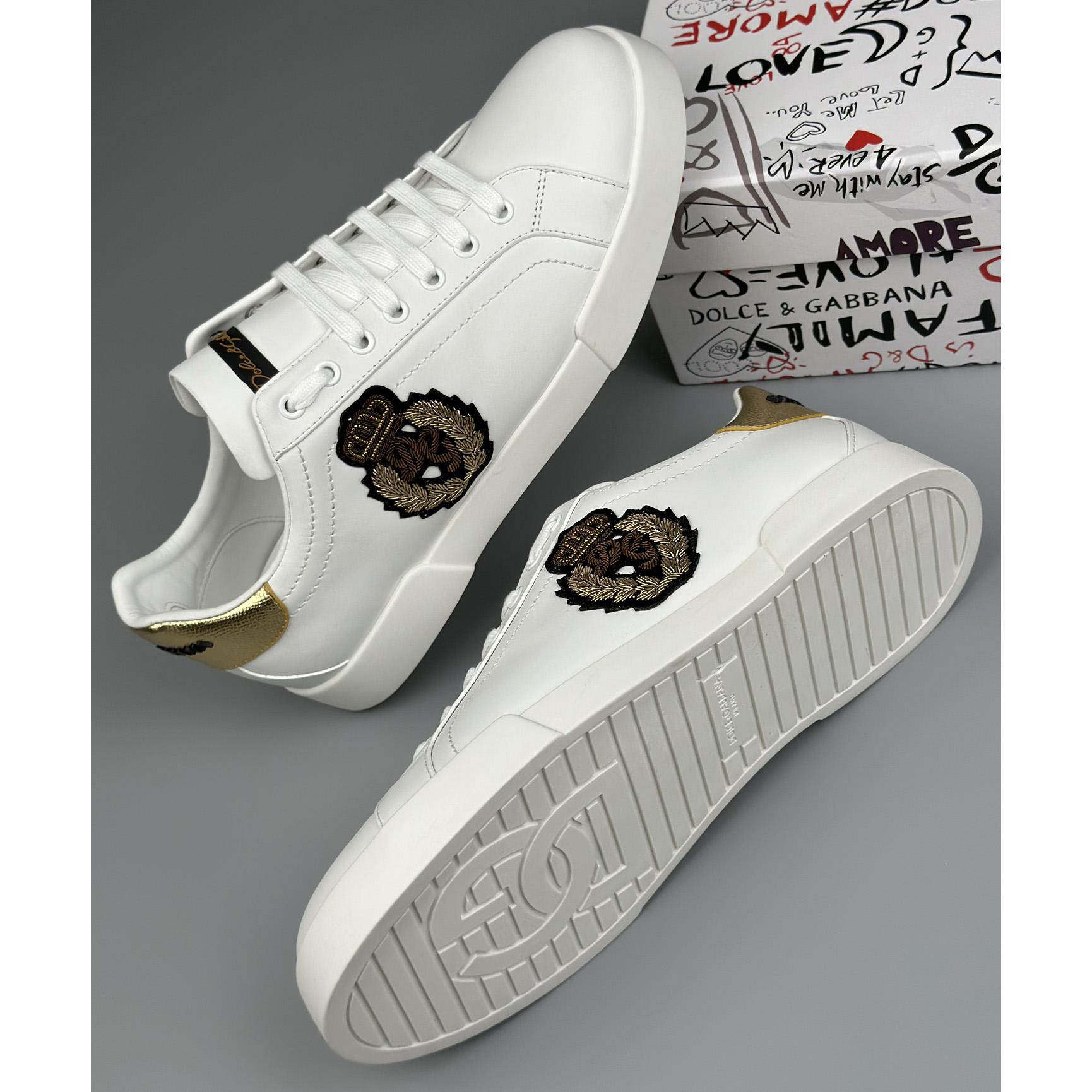 Dolce & Gabbana Calfskin Nappa Portofino Sneakers With Crown Patch - 