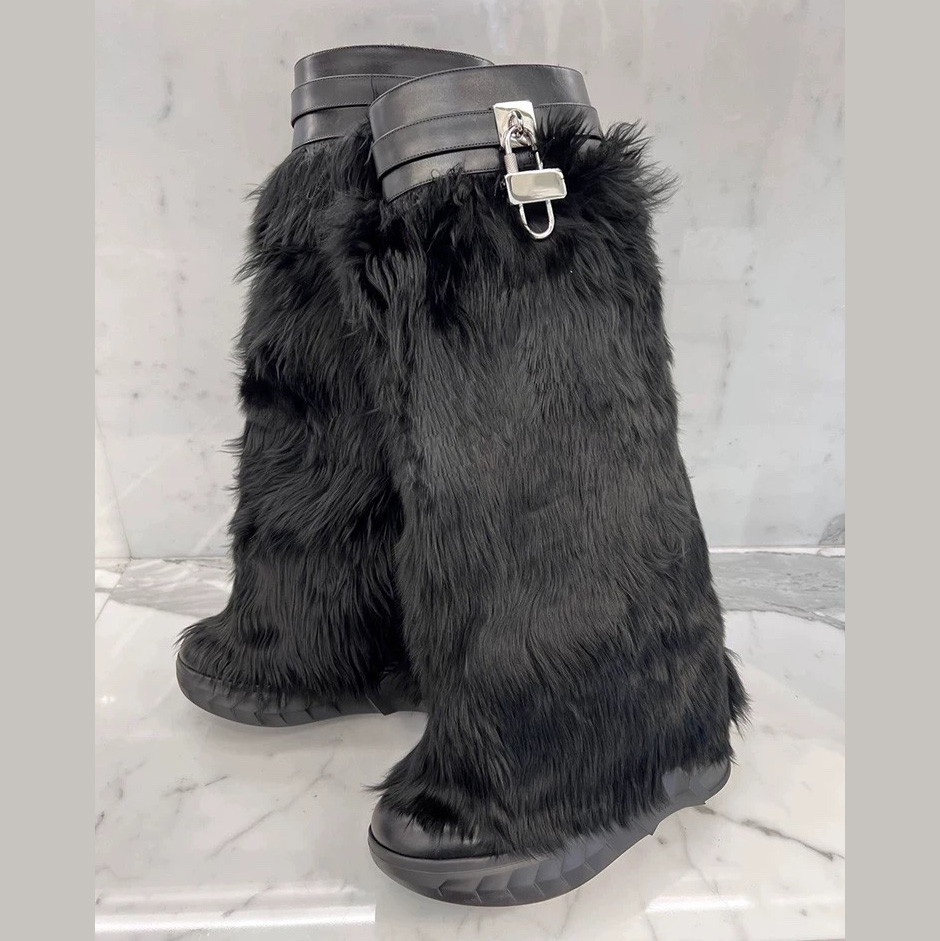 Givenchy Shark Lock Biker Boots In Alpaca - 