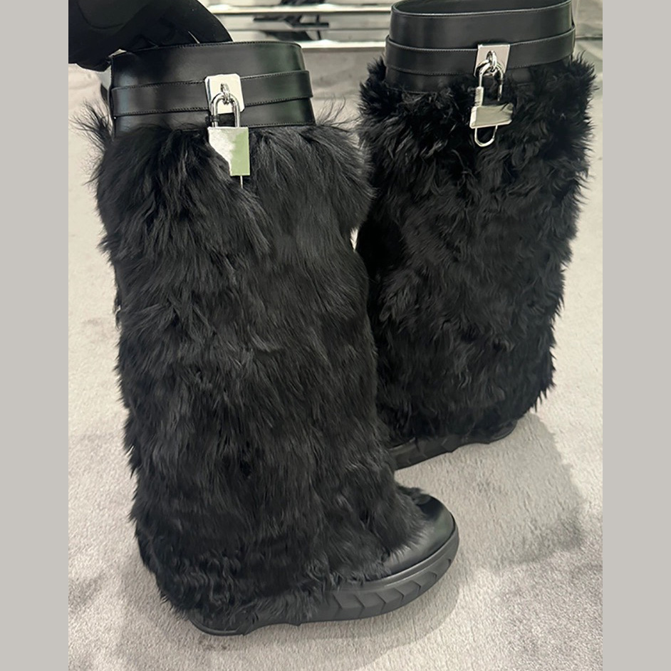 Givenchy Shark Lock Biker Boots In Alpaca - 
