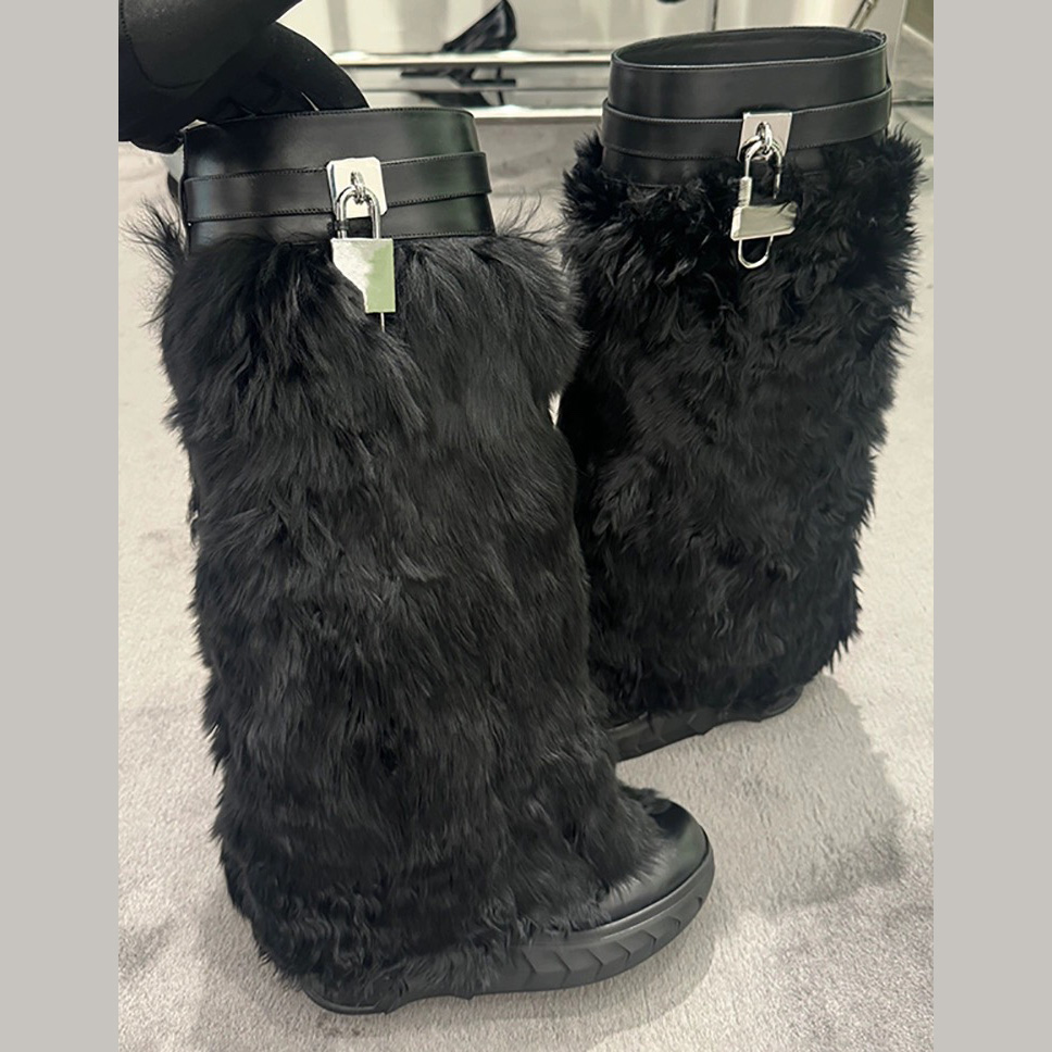 Givenchy Shark Lock Biker Boots In Alpaca - 