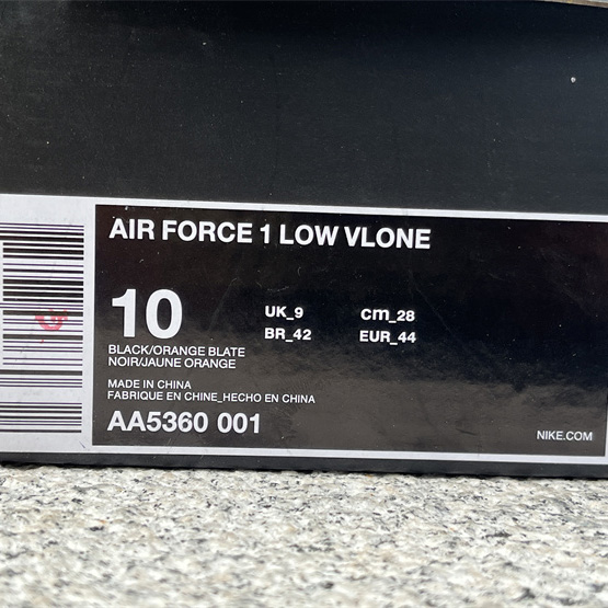 VLONE xNike Air Force 1Low orang Sneaker      AA5360-001  - 