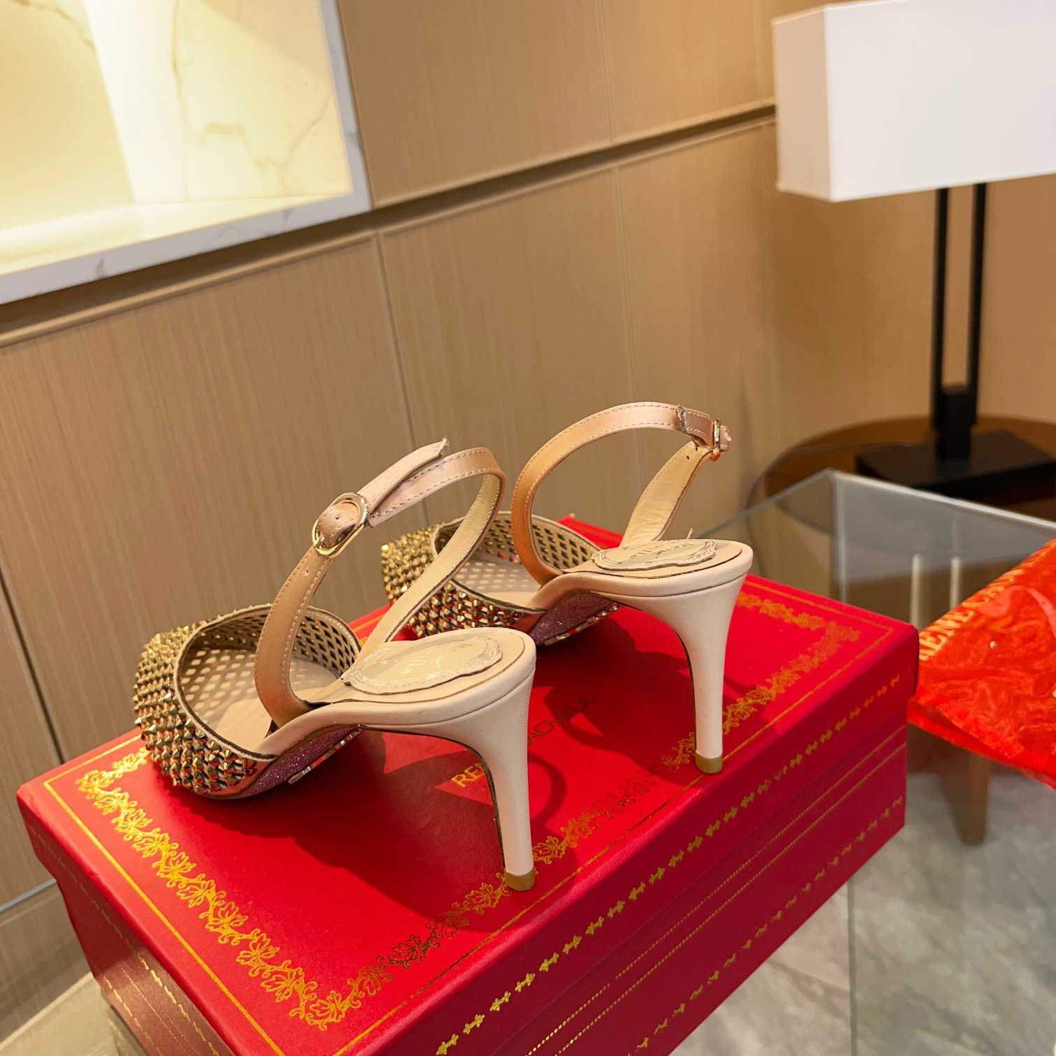 Rene Caovilla Ginger Crystal Silver Slingback 80 - 