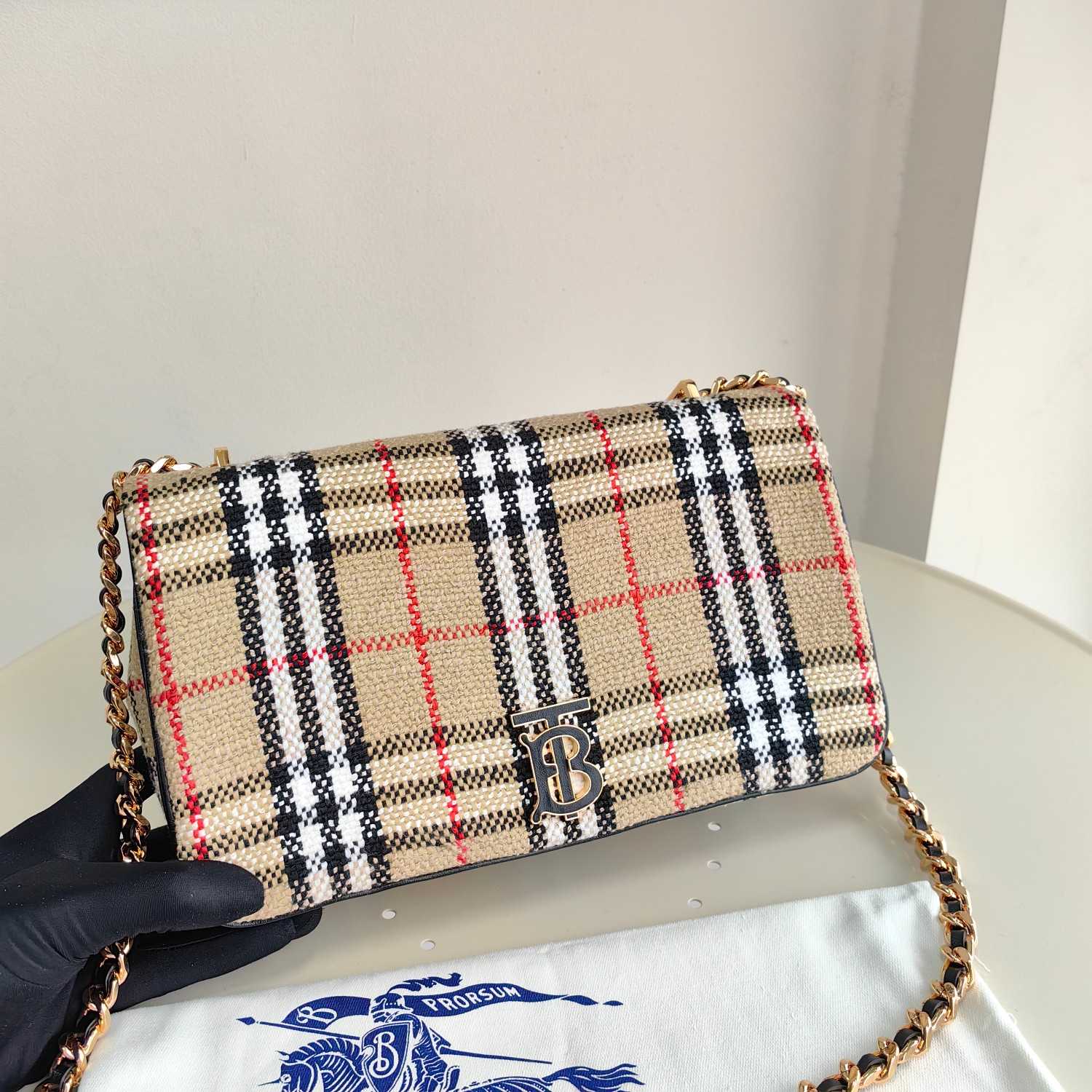Burberry Lola Vintage-check Bouclé Shoulder Bag (28 x 6.5 x 17cm) - 