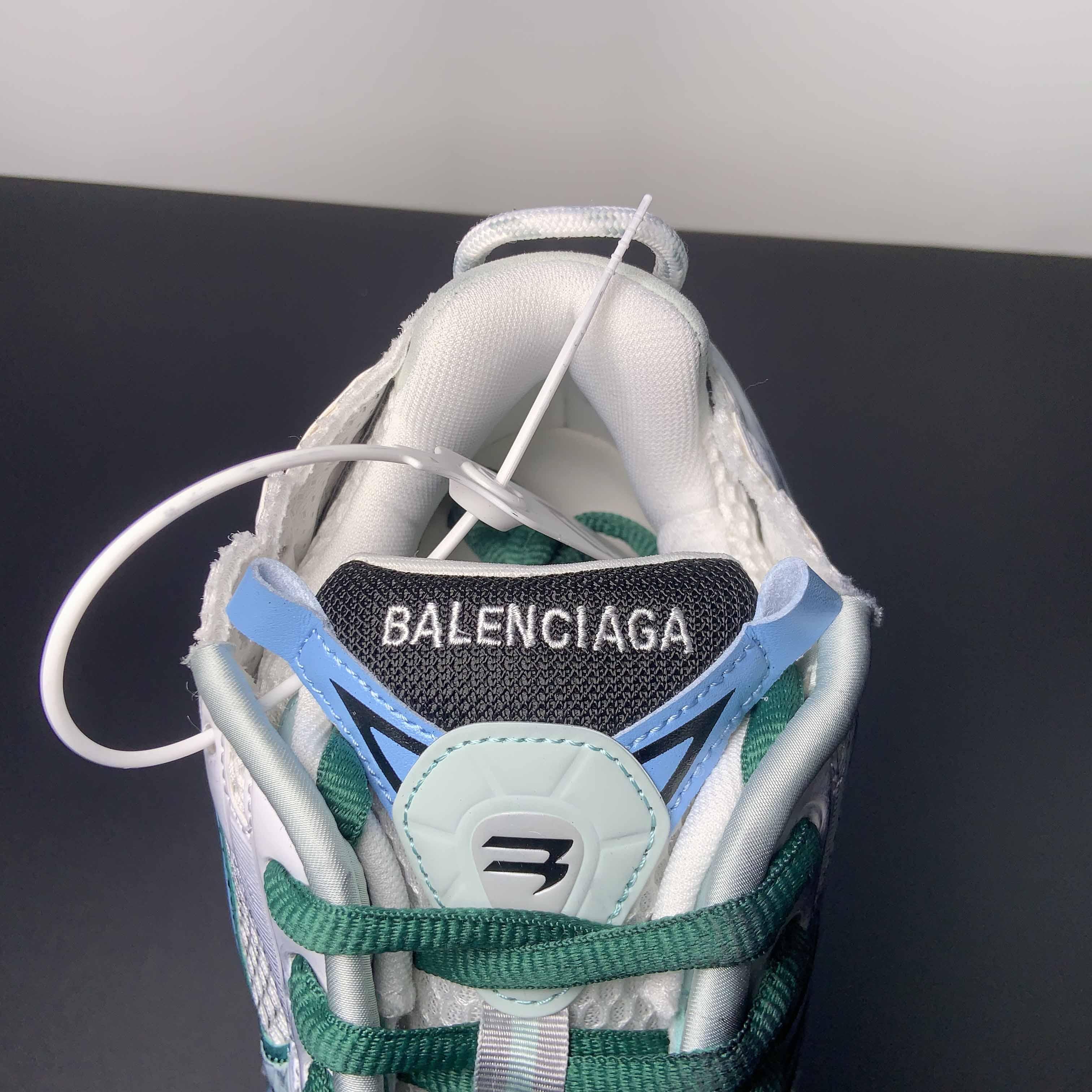 Balenciaga Runner Sneaker In White/Green And Blue - 