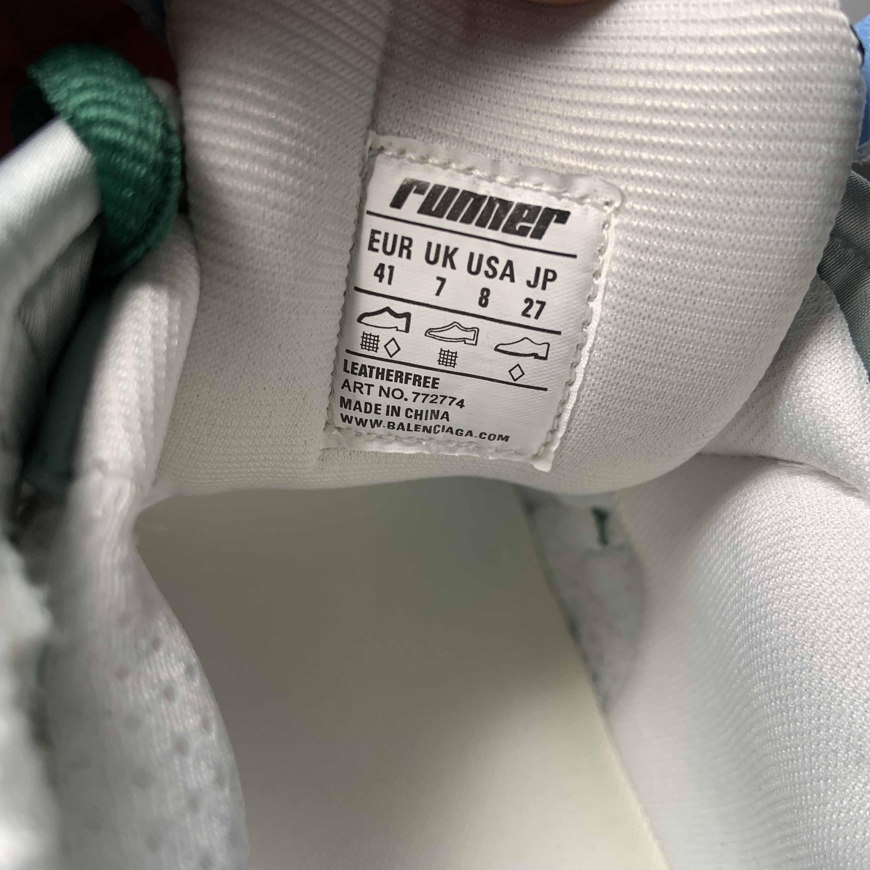Balenciaga Runner Sneaker In White/Green And Blue - 