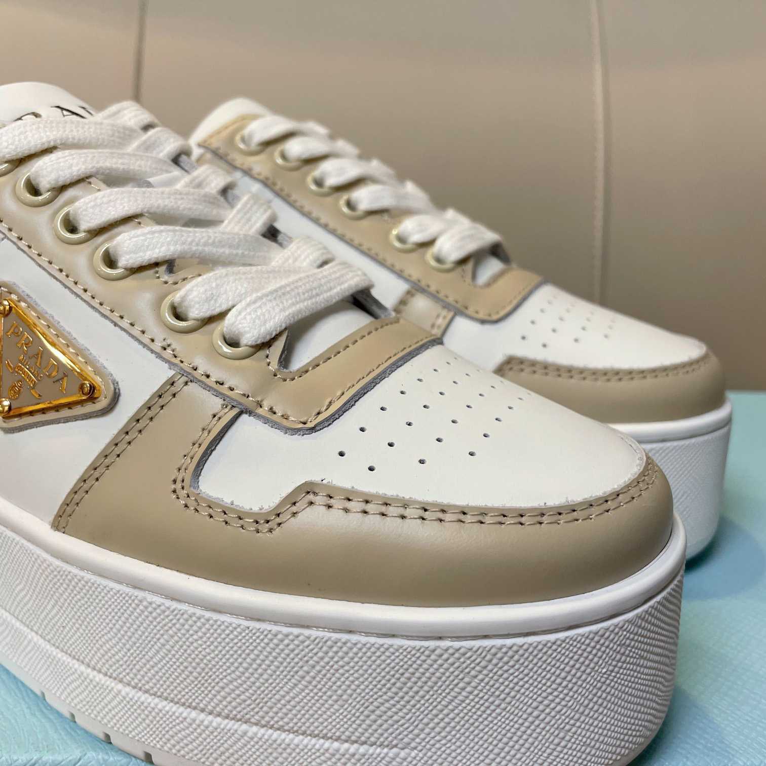 Prada Downtown Bold Leather Sneakers - 