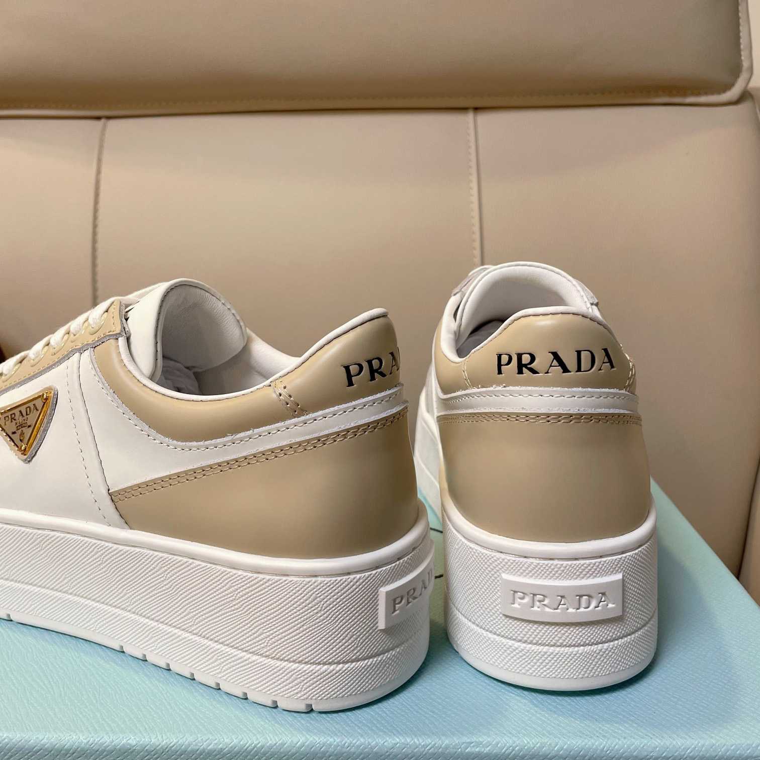 Prada Downtown Bold Leather Sneakers - 