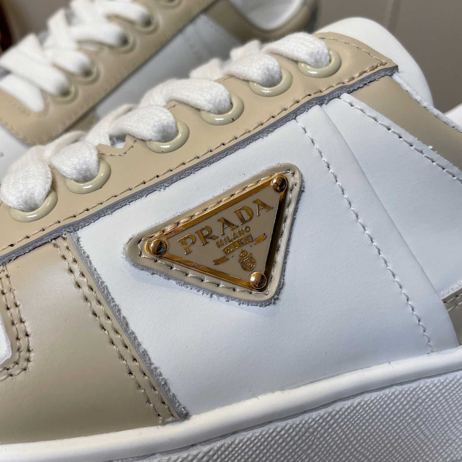 Prada Downtown Bold Leather Sneakers - 
